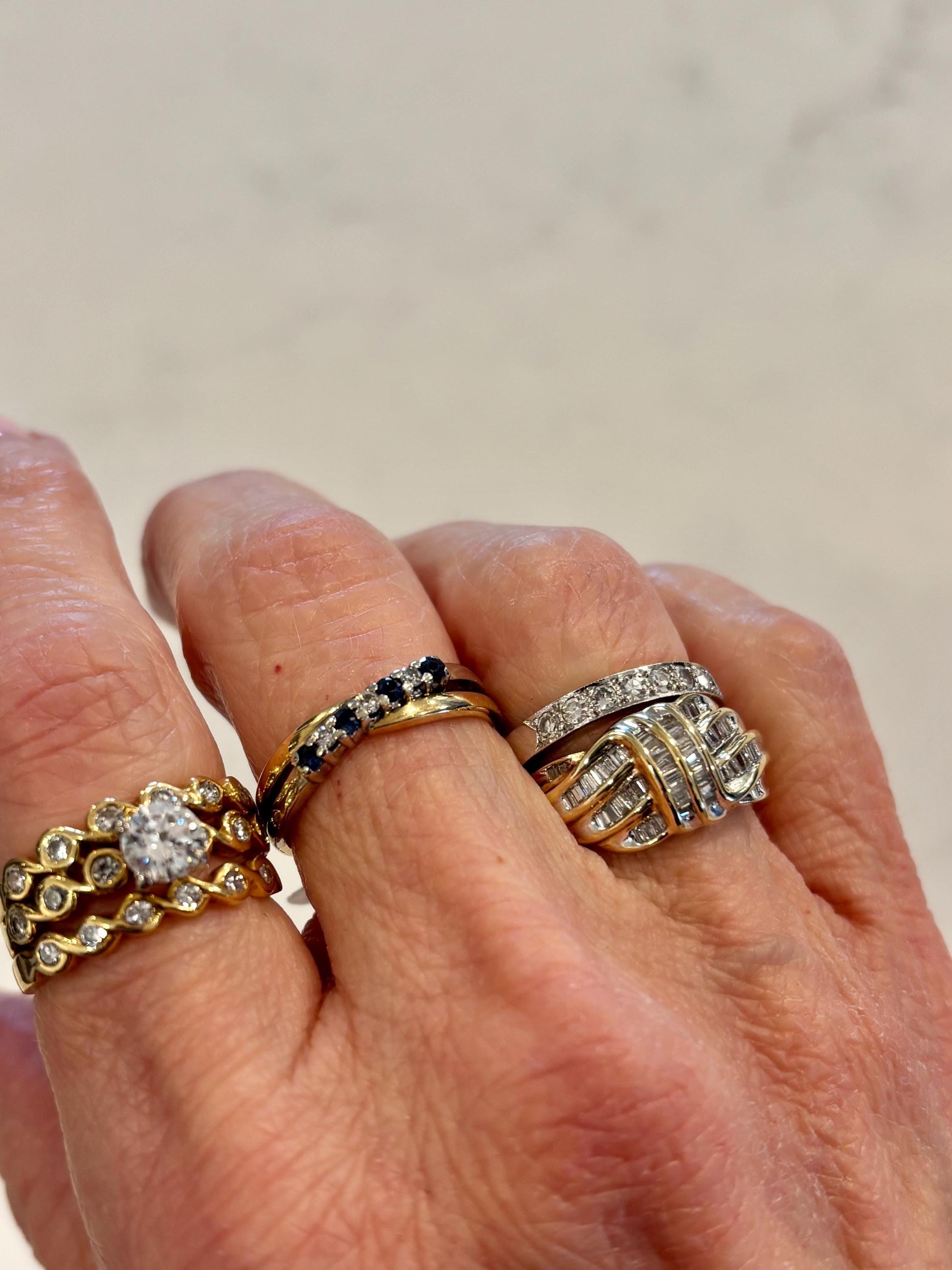 Vintage 10K Yellow Gold Baguette Diamond Cluster Ring