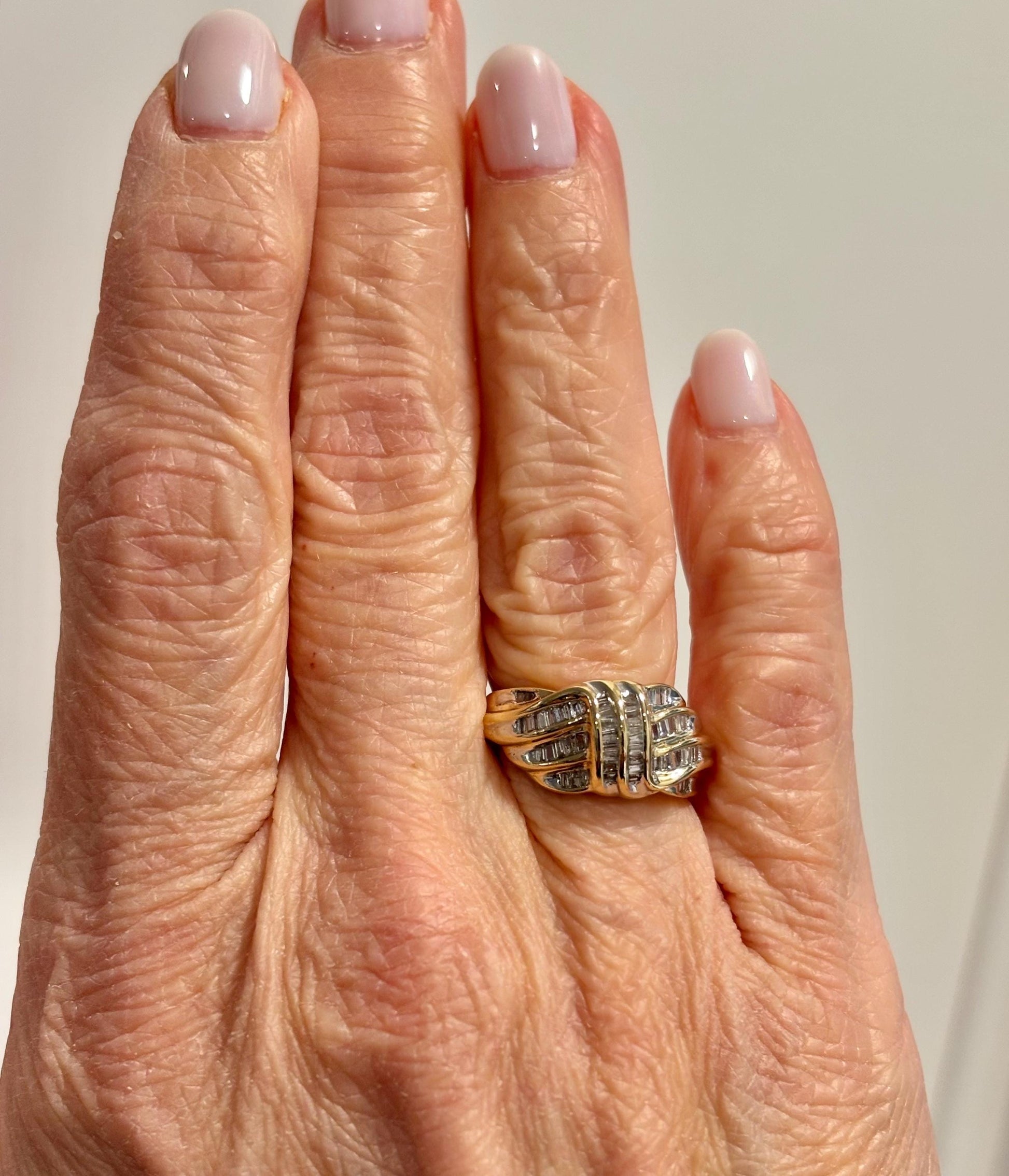 Vintage 10K Yellow Gold Baguette Diamond Cluster Ring
