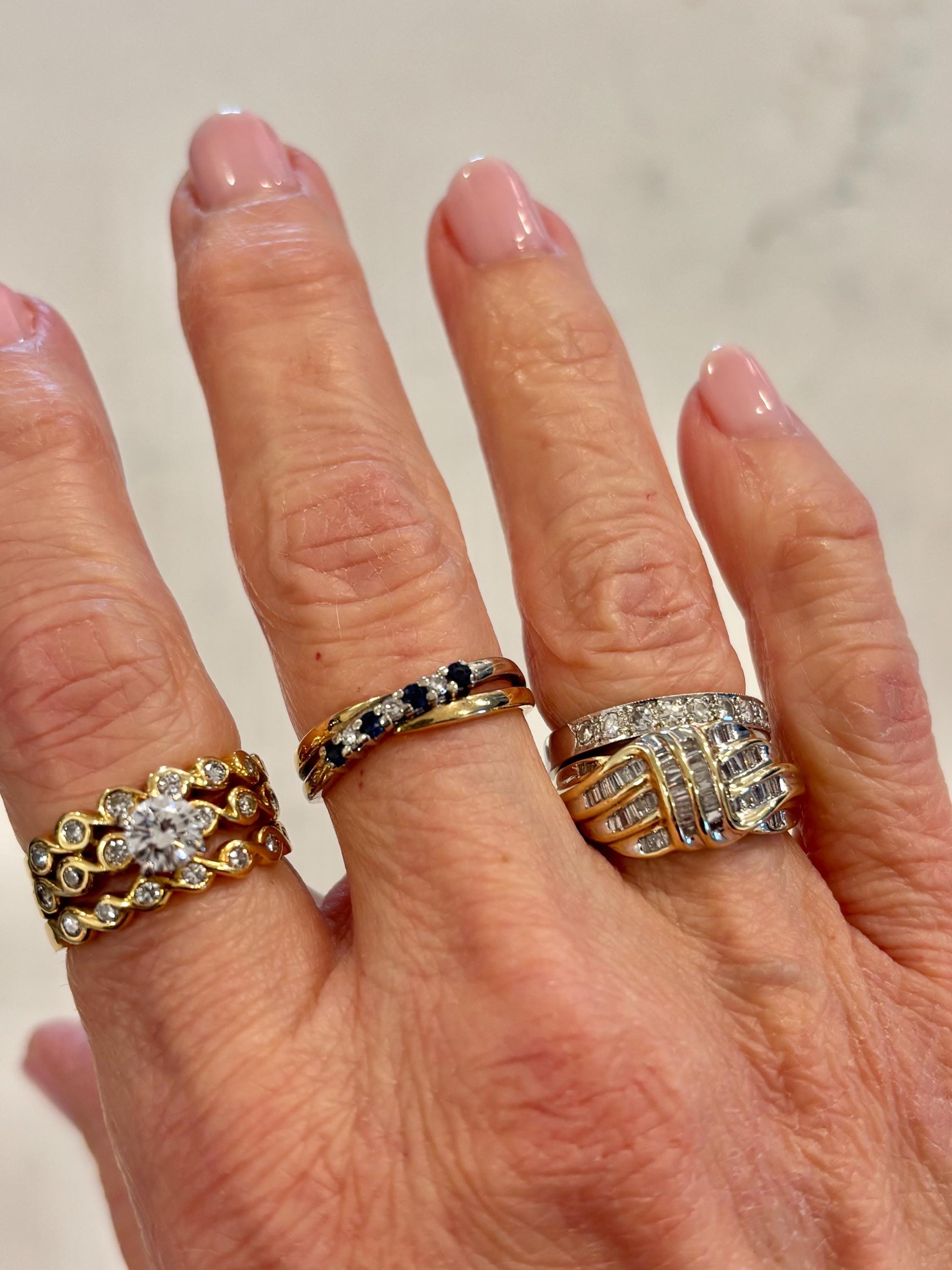 Vintage 10K Yellow Gold Baguette Diamond Cluster Ring