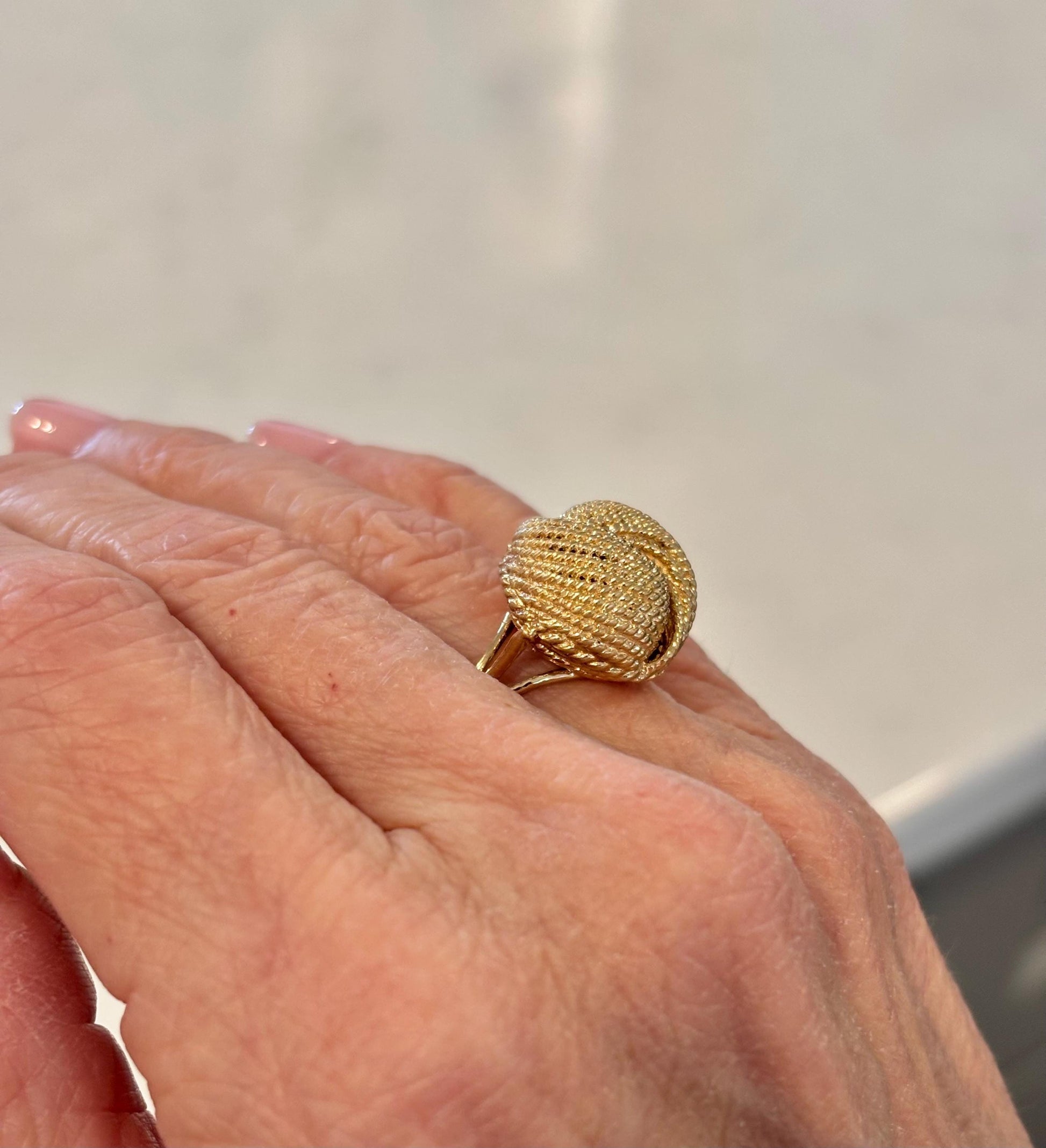 Vintage 14K Gold Textured Knot Ring | Sculptural Statement Jewelry