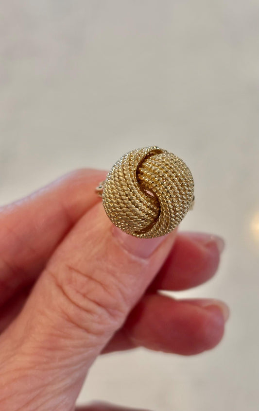 Vintage 14K Gold Textured Knot Ring | Sculptural Statement Jewelry