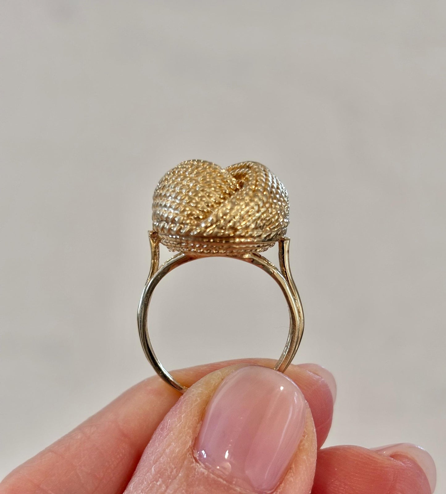 Vintage 14K Gold Textured Knot Ring | Sculptural Statement Jewelry