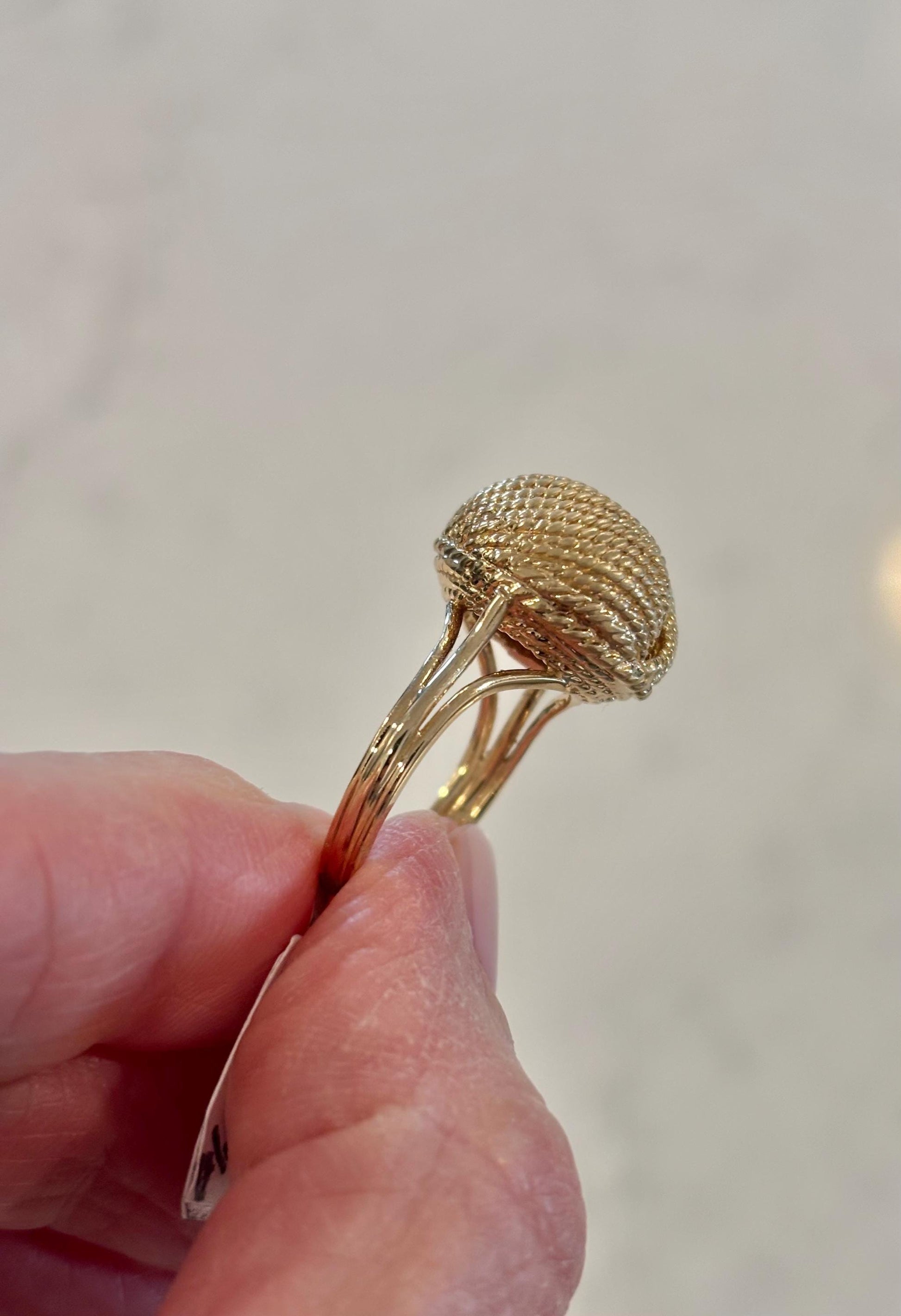 Vintage 14K Gold Textured Knot Ring | Sculptural Statement Jewelry