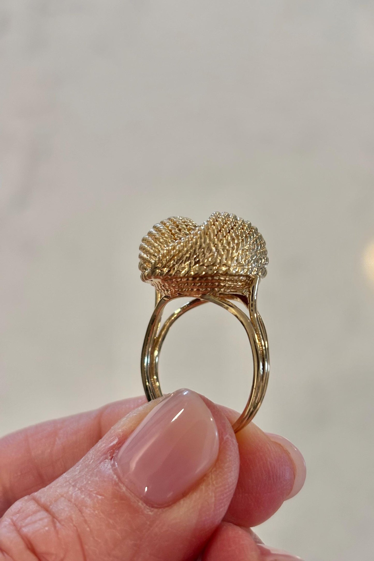Vintage 14K Gold Textured Knot Ring | Sculptural Statement Jewelry