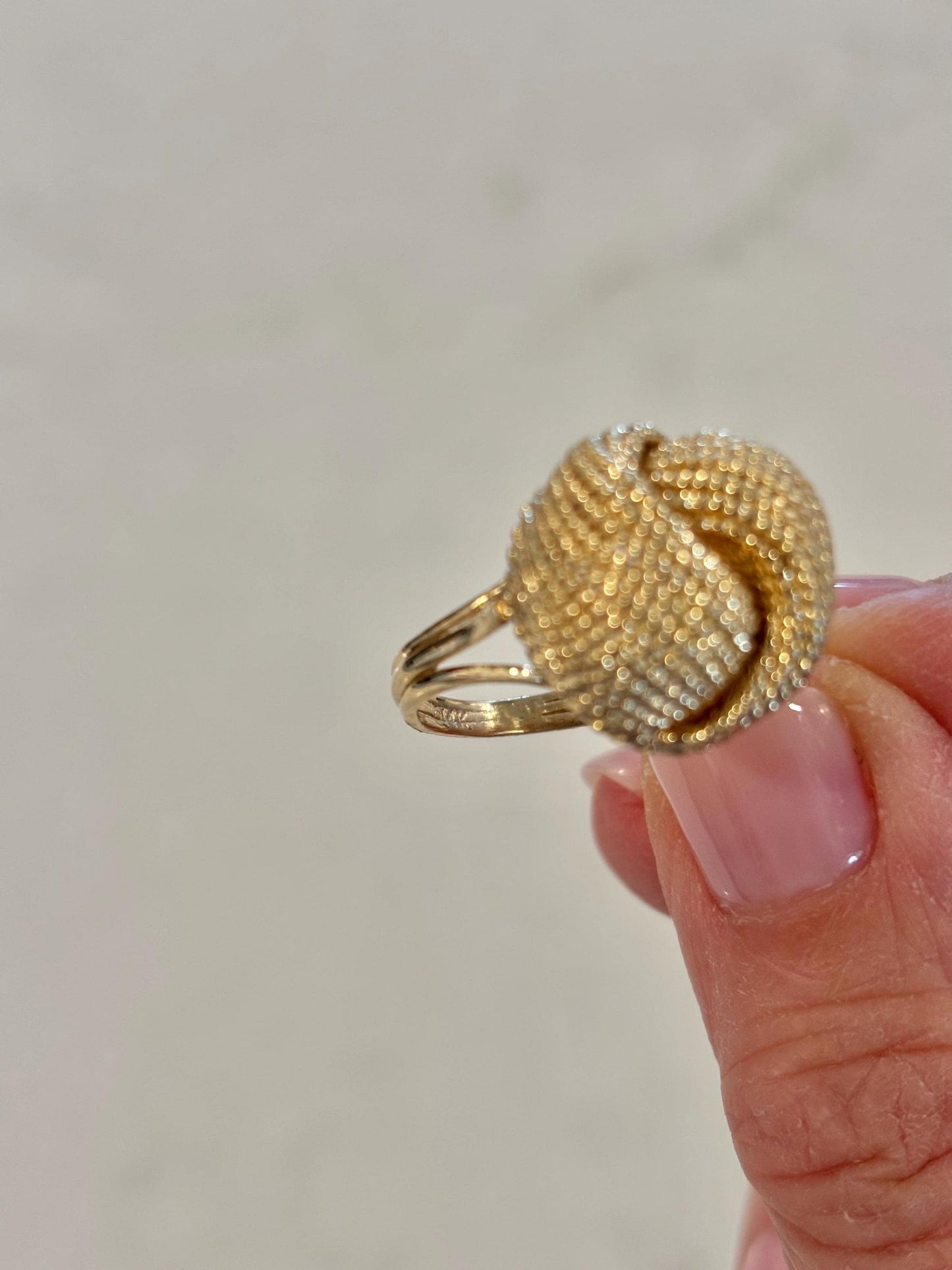 Vintage 14K Gold Textured Knot Ring | Sculptural Statement Jewelry