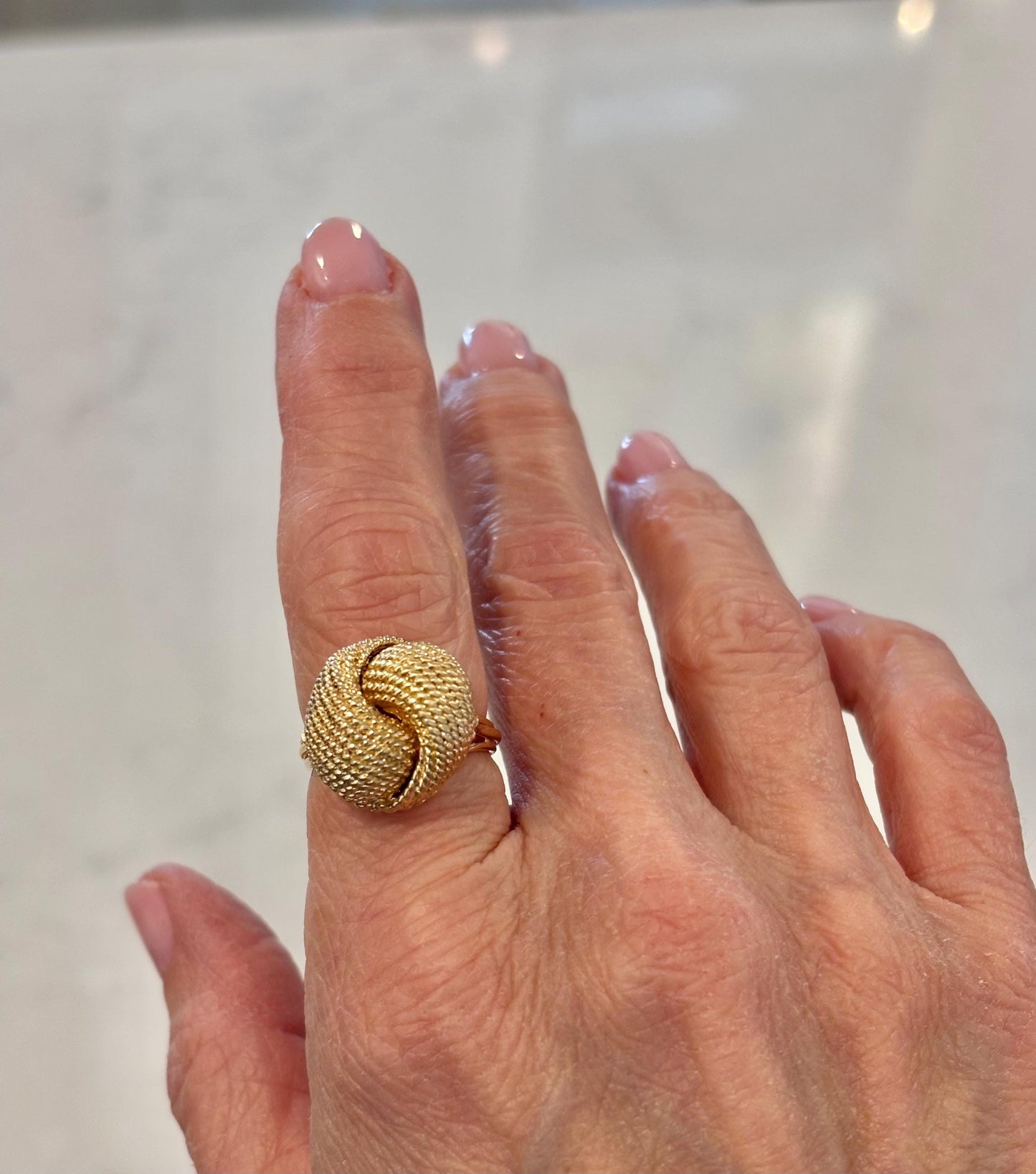 Vintage 14K Gold Textured Knot Ring | Sculptural Statement Jewelry
