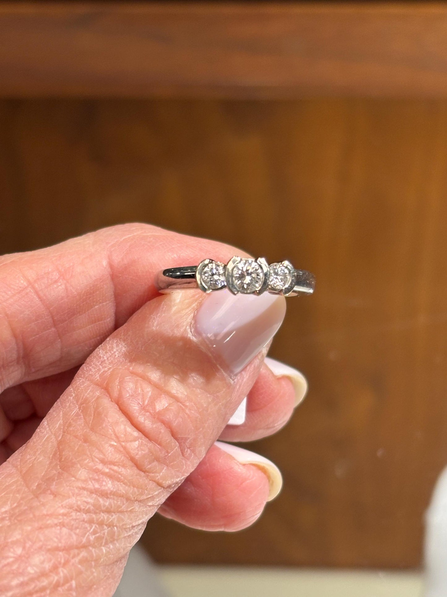 Vintage 14K White Gold Diamond Three-Stone Ring | Classic Estate Fine Jewelry
