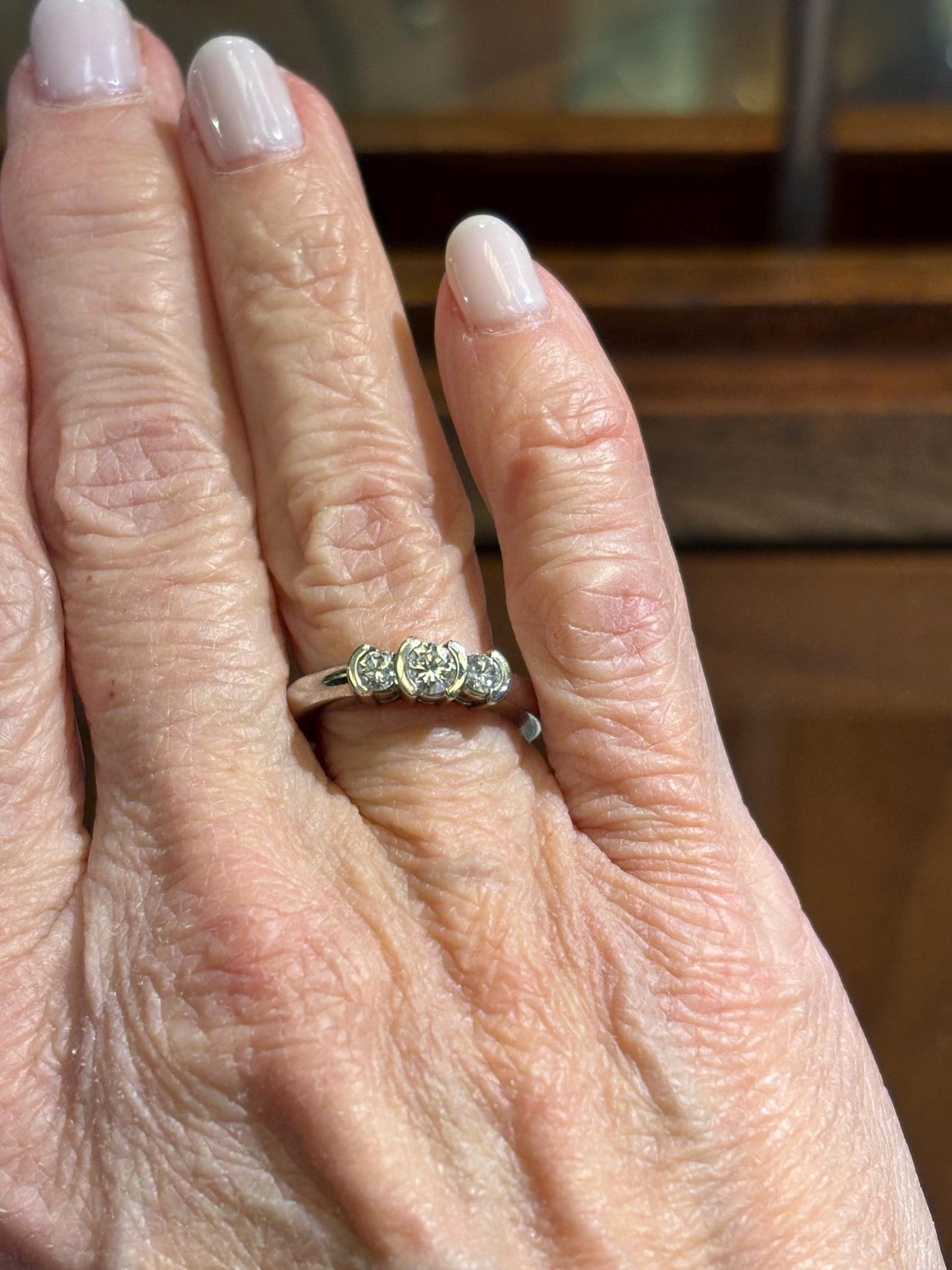 Vintage 14K White Gold Diamond Three-Stone Ring | Classic Estate Fine Jewelry