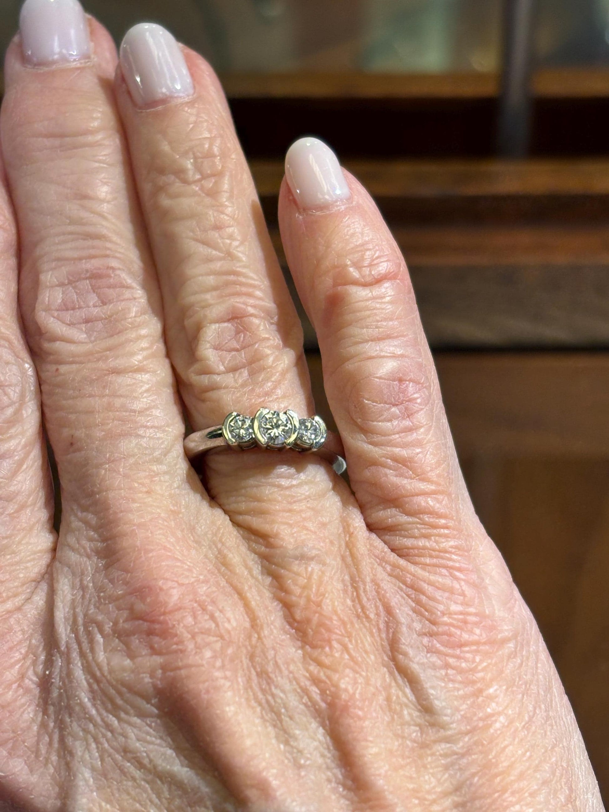 Vintage 14K White Gold Diamond Three-Stone Ring | Classic Estate Fine Jewelry