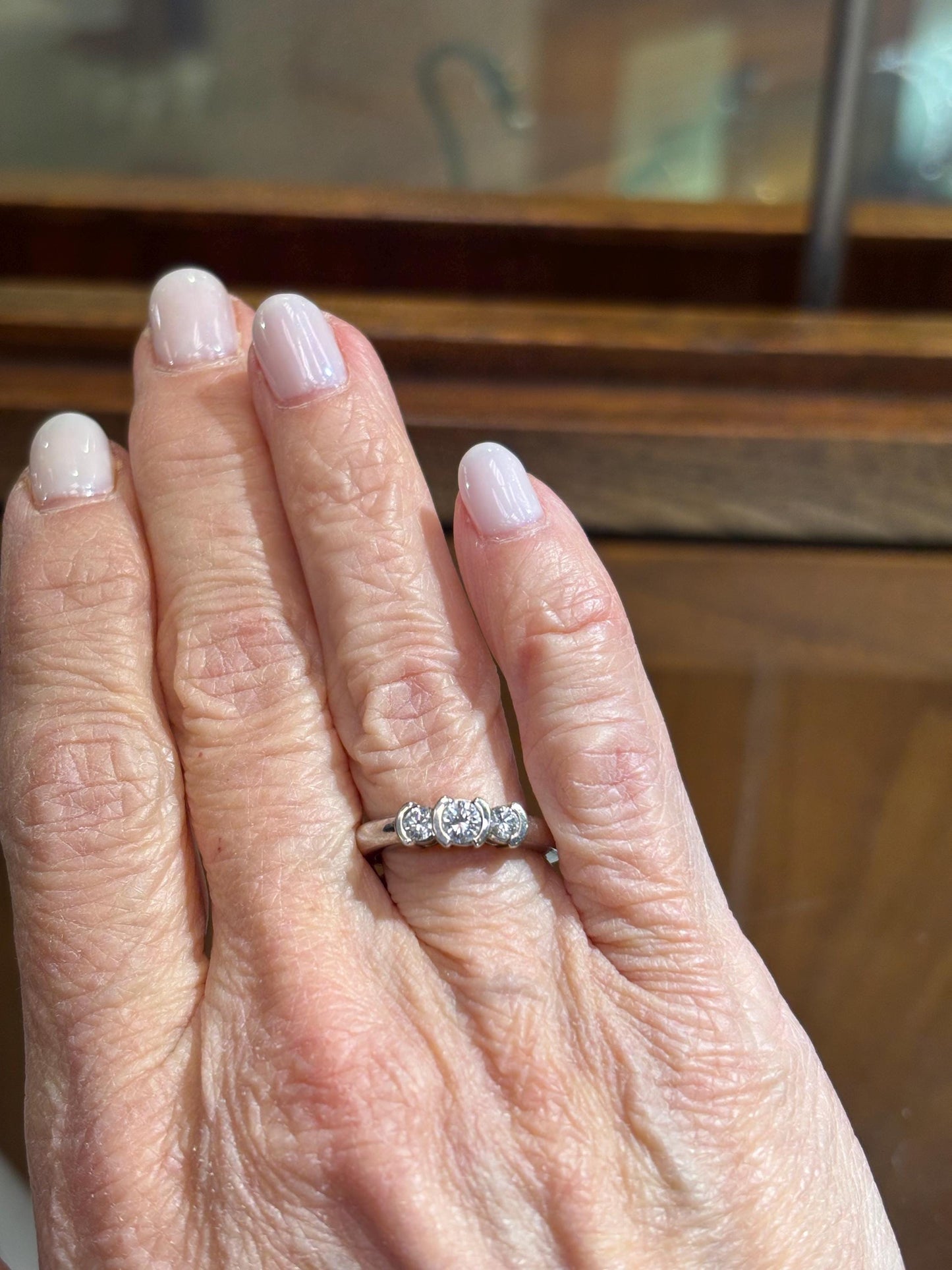 Vintage 14K White Gold Diamond Three-Stone Ring | Classic Estate Fine Jewelry