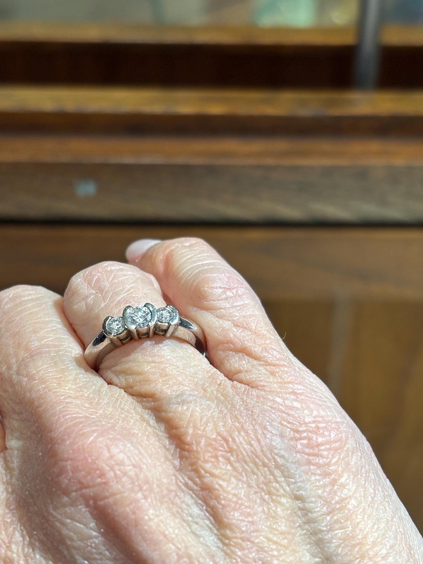Vintage 14K White Gold Diamond Three-Stone Ring | Classic Estate Fine Jewelry