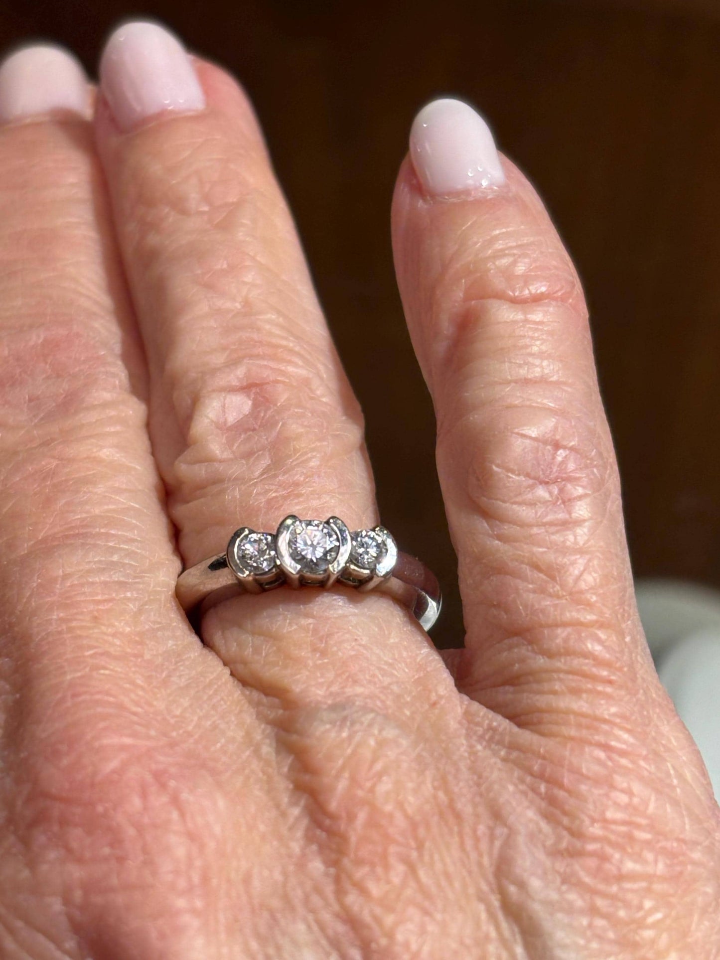 Vintage 14K White Gold Diamond Three-Stone Ring | Classic Estate Fine Jewelry