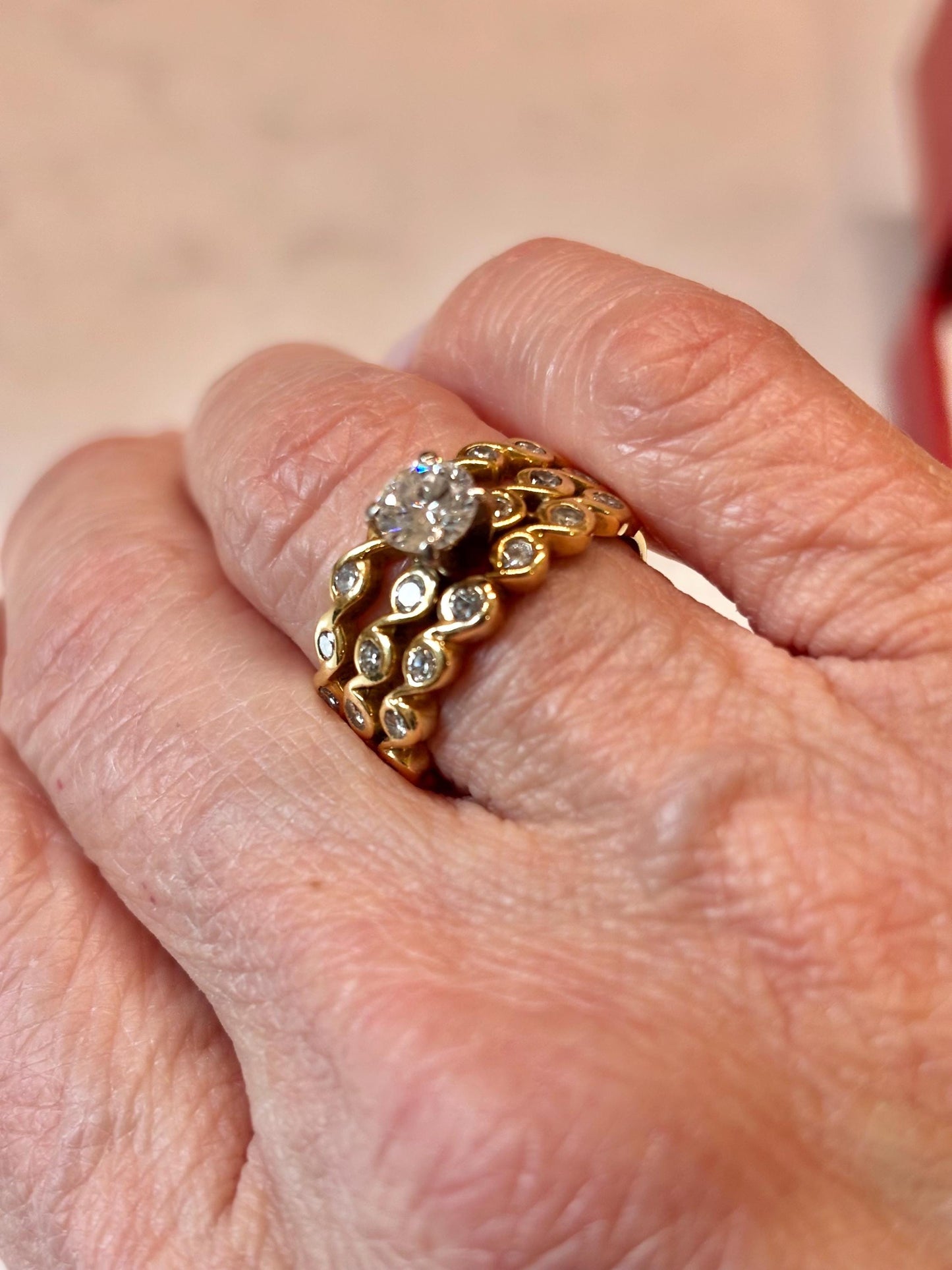 Vintage 18K Yellow Gold Diamond Ring | Braided Band