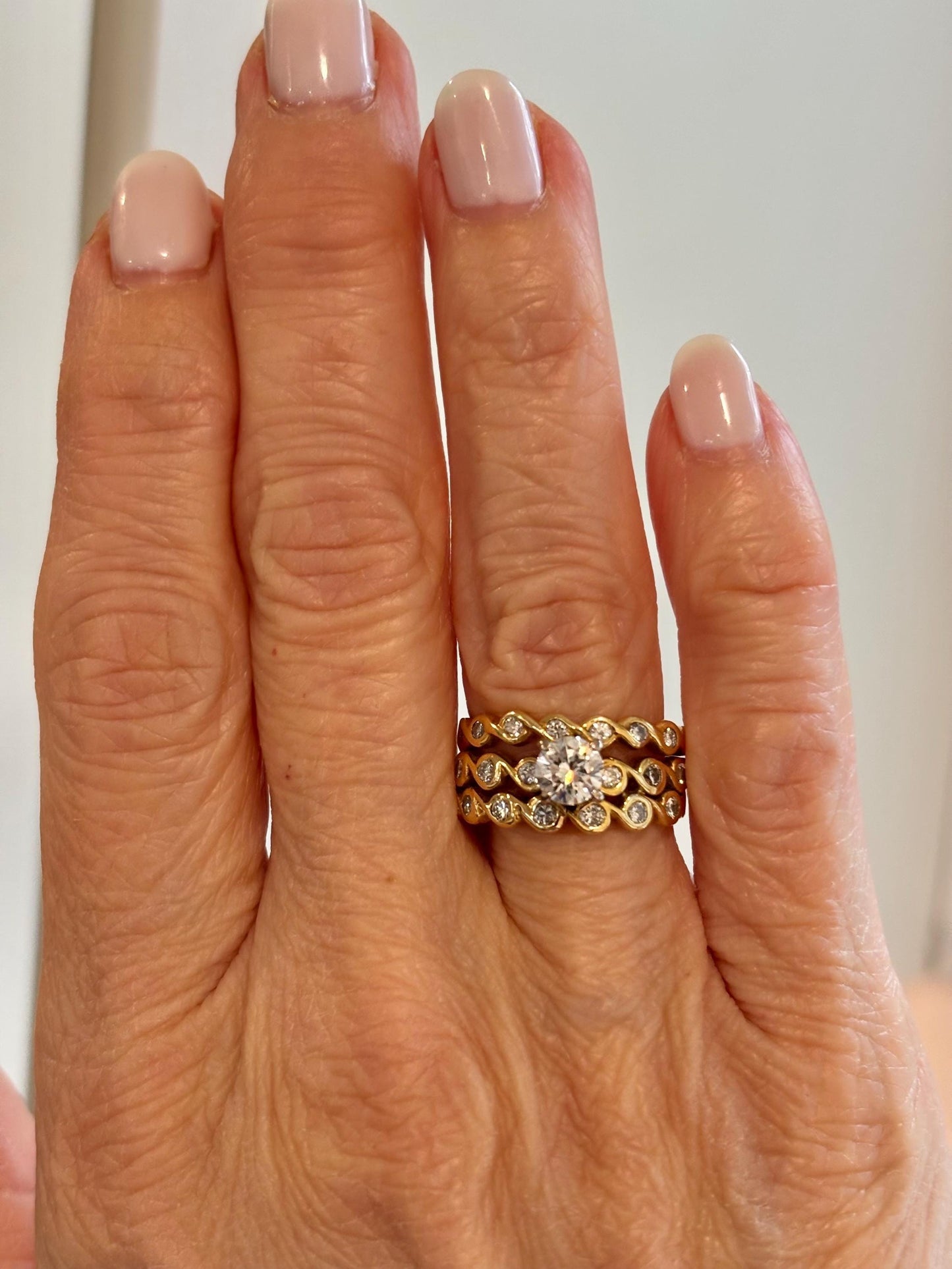 Vintage 18K Yellow Gold Diamond Ring | Braided Band