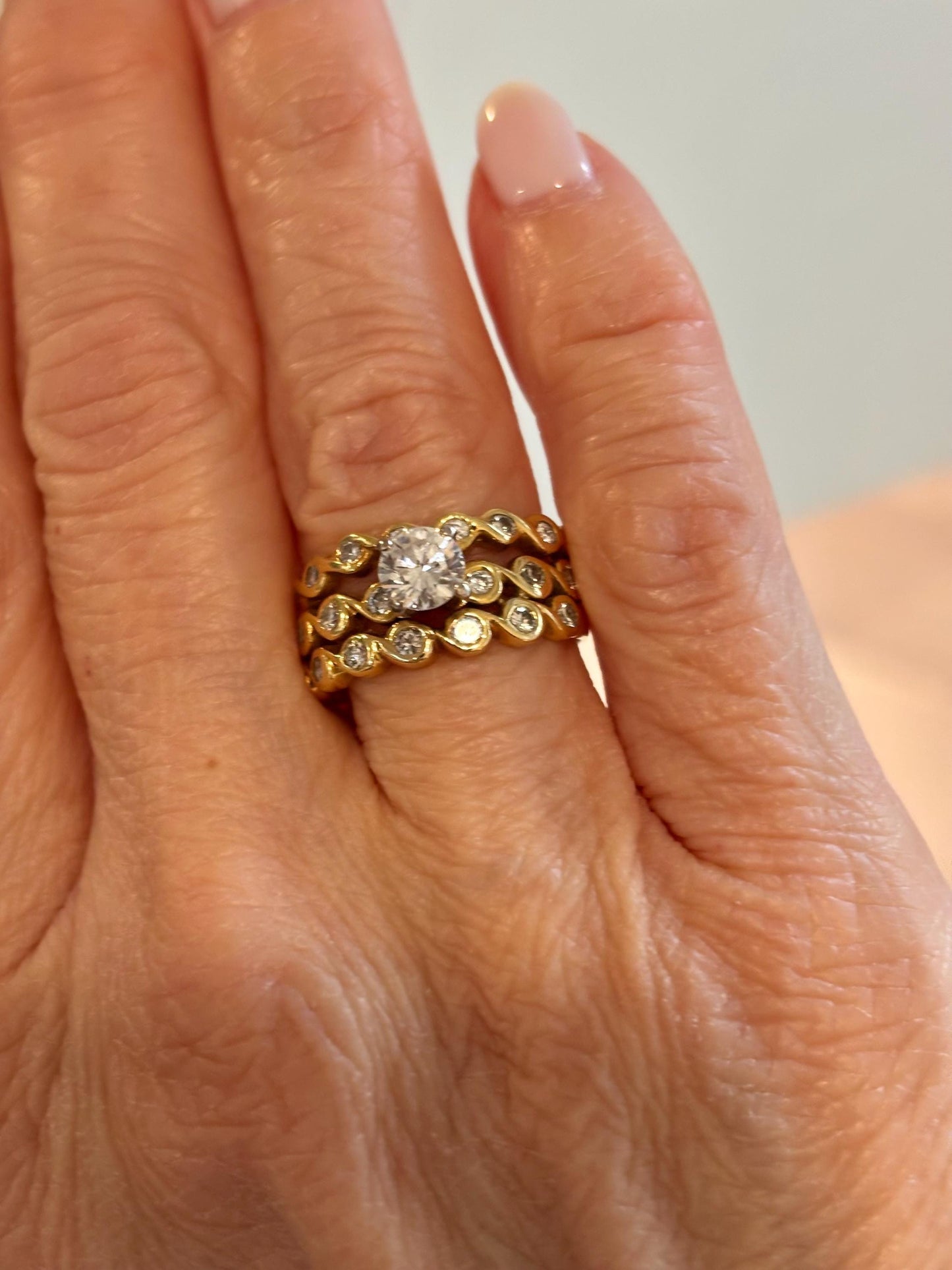 Vintage 18K Yellow Gold Diamond Ring | Braided Band