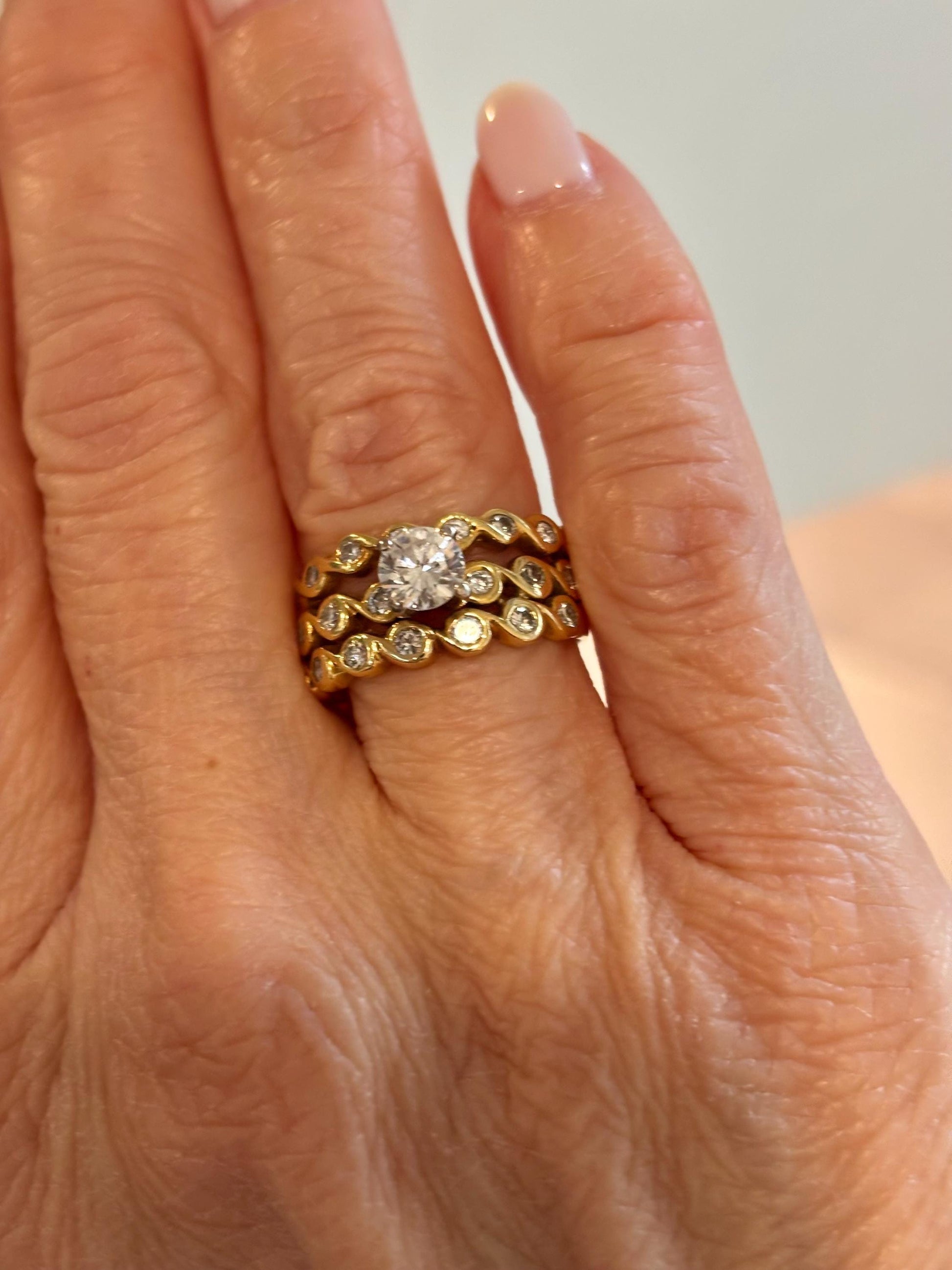 Vintage 18K Yellow Gold Diamond Ring | Braided Band