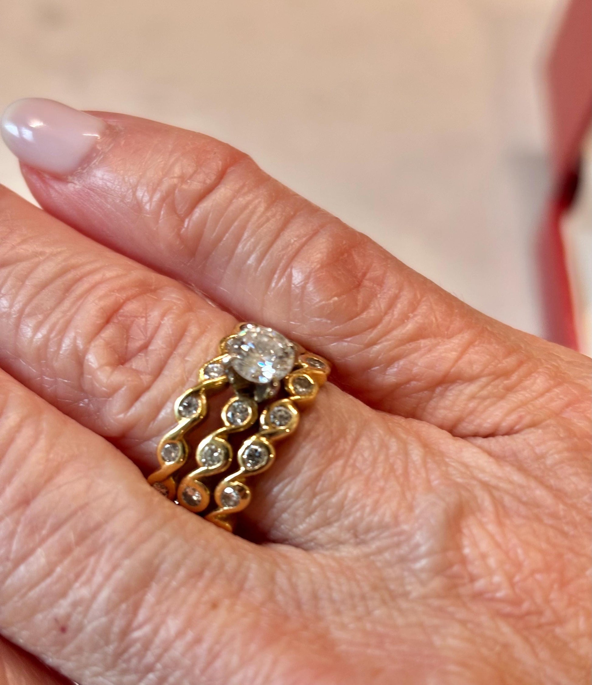 Vintage 18K Yellow Gold Diamond Ring | Braided Band