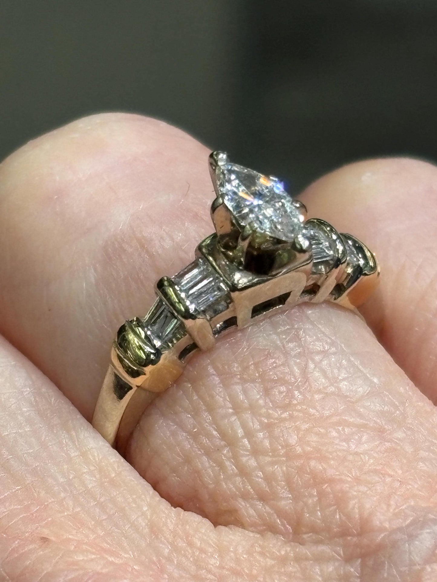 Vintage 1970’s Marquise Baguette Diamond Ring