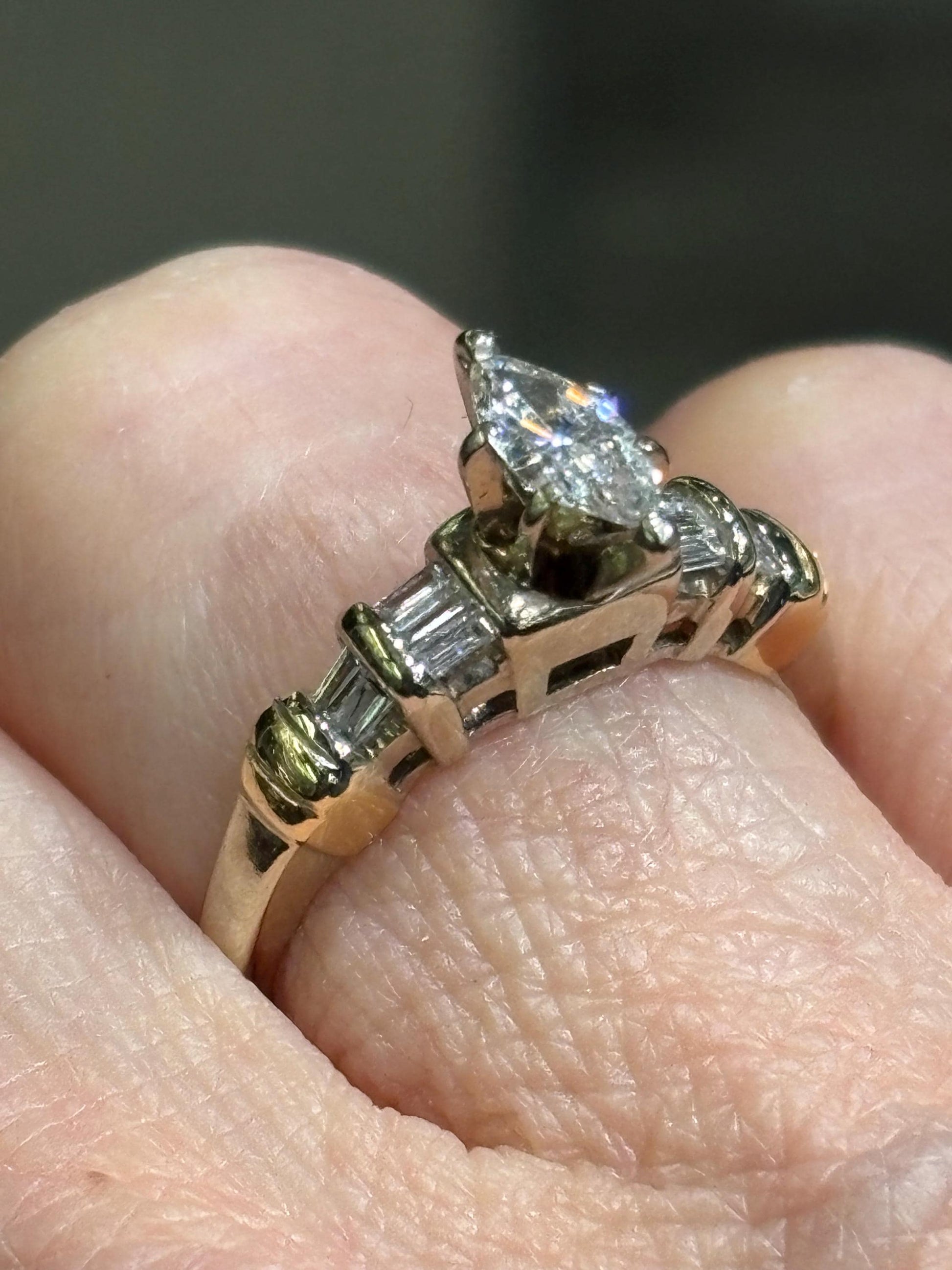 Vintage 1970’s Marquise Baguette Diamond Ring