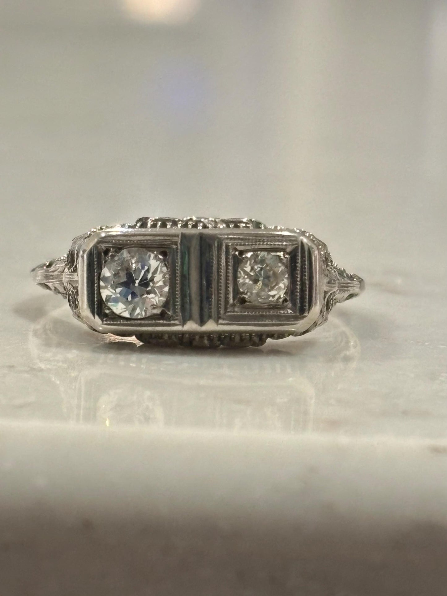 Vintage ‘20s Double Diamond  Ring 18k