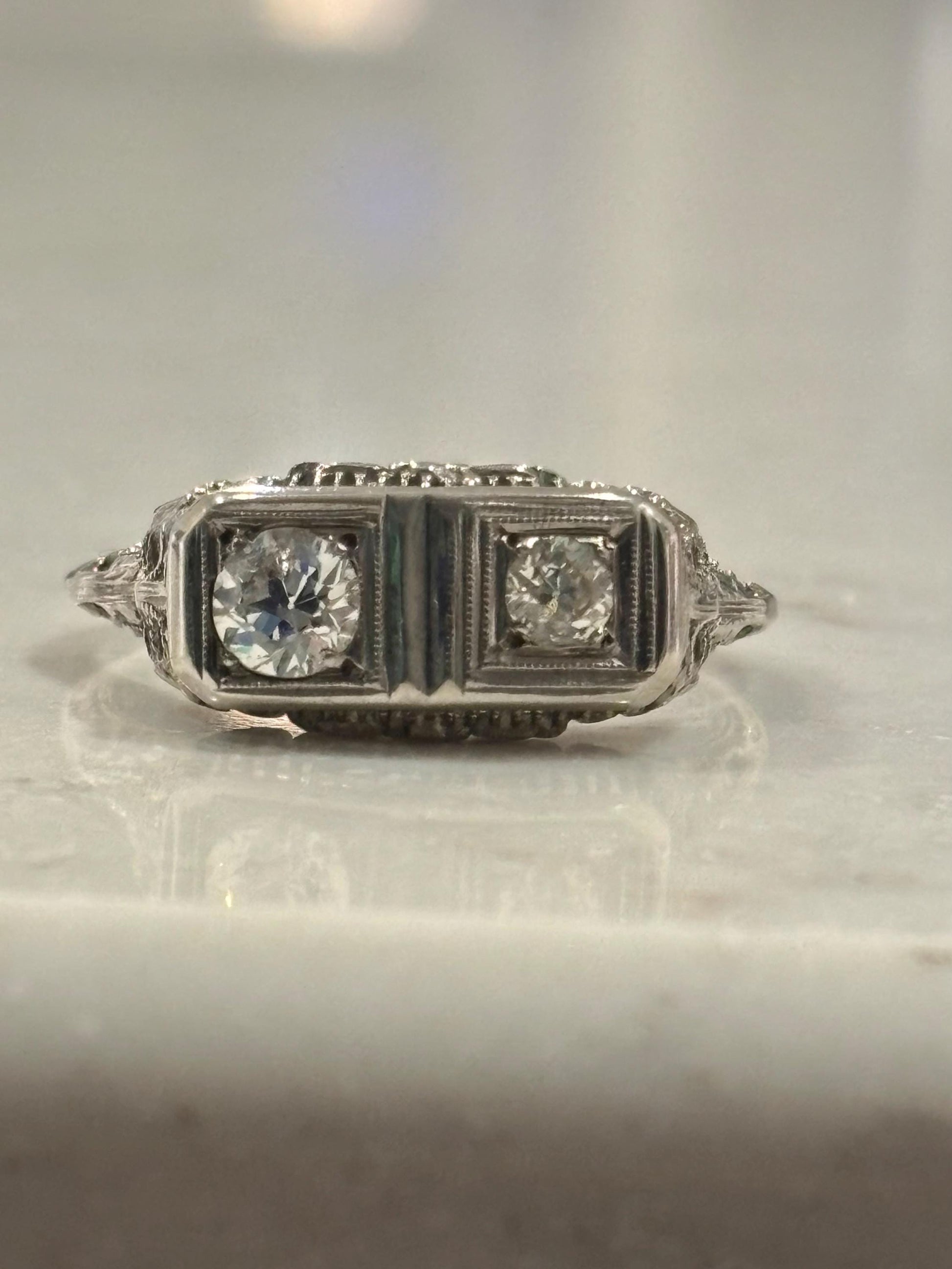 Vintage ‘20s Double Diamond  Ring 18k