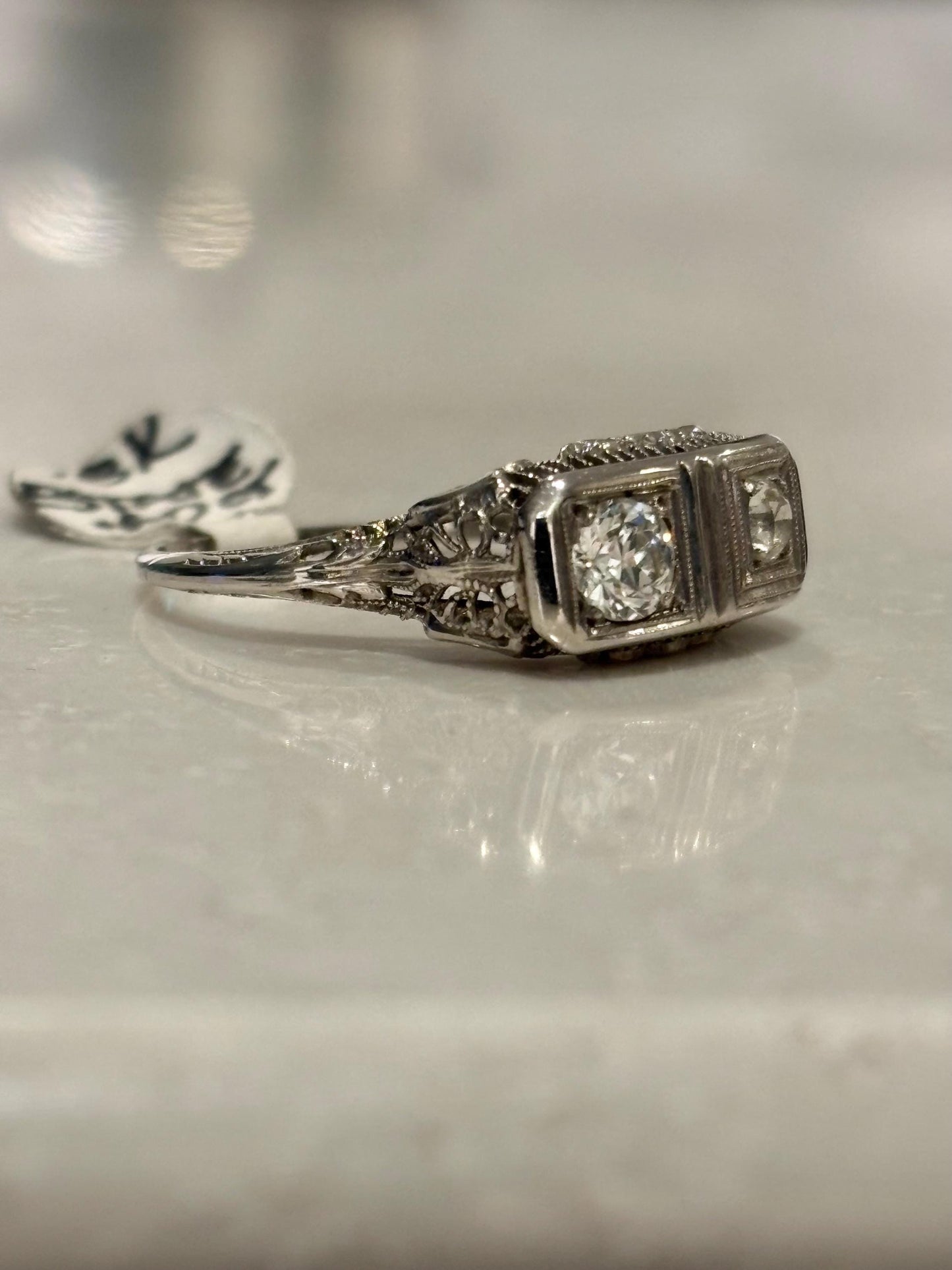 Vintage ‘20s Double Diamond  Ring 18k