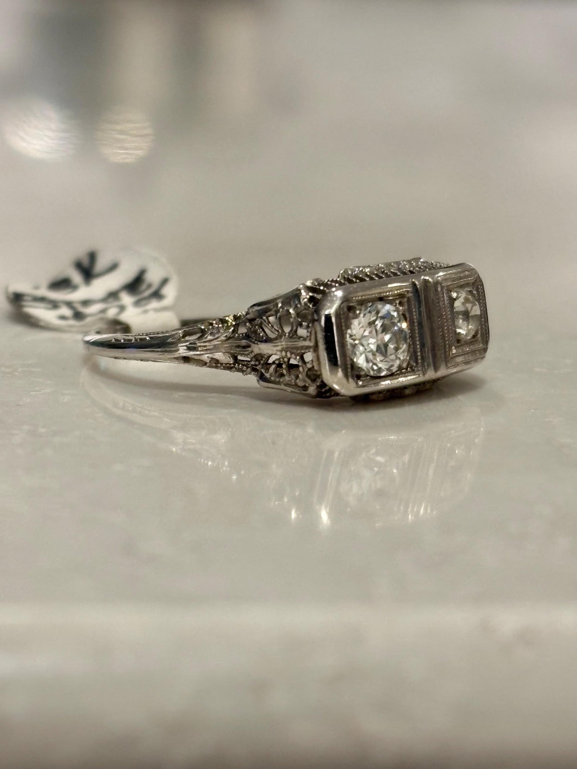 Vintage ‘20s Double Diamond  Ring 18k