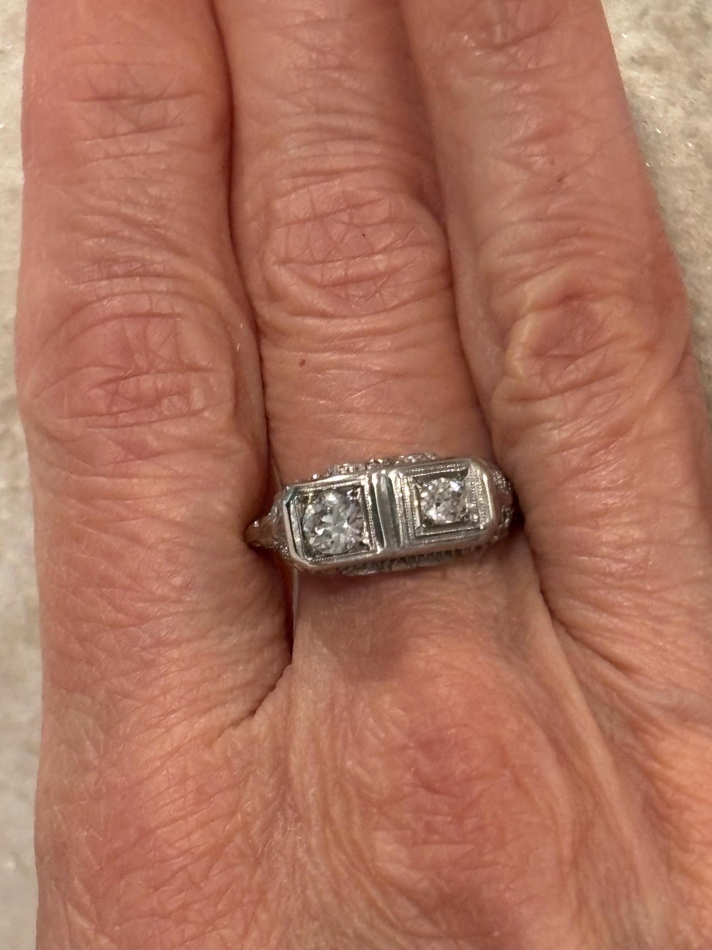 Vintage ‘20s Double Diamond  Ring 18k
