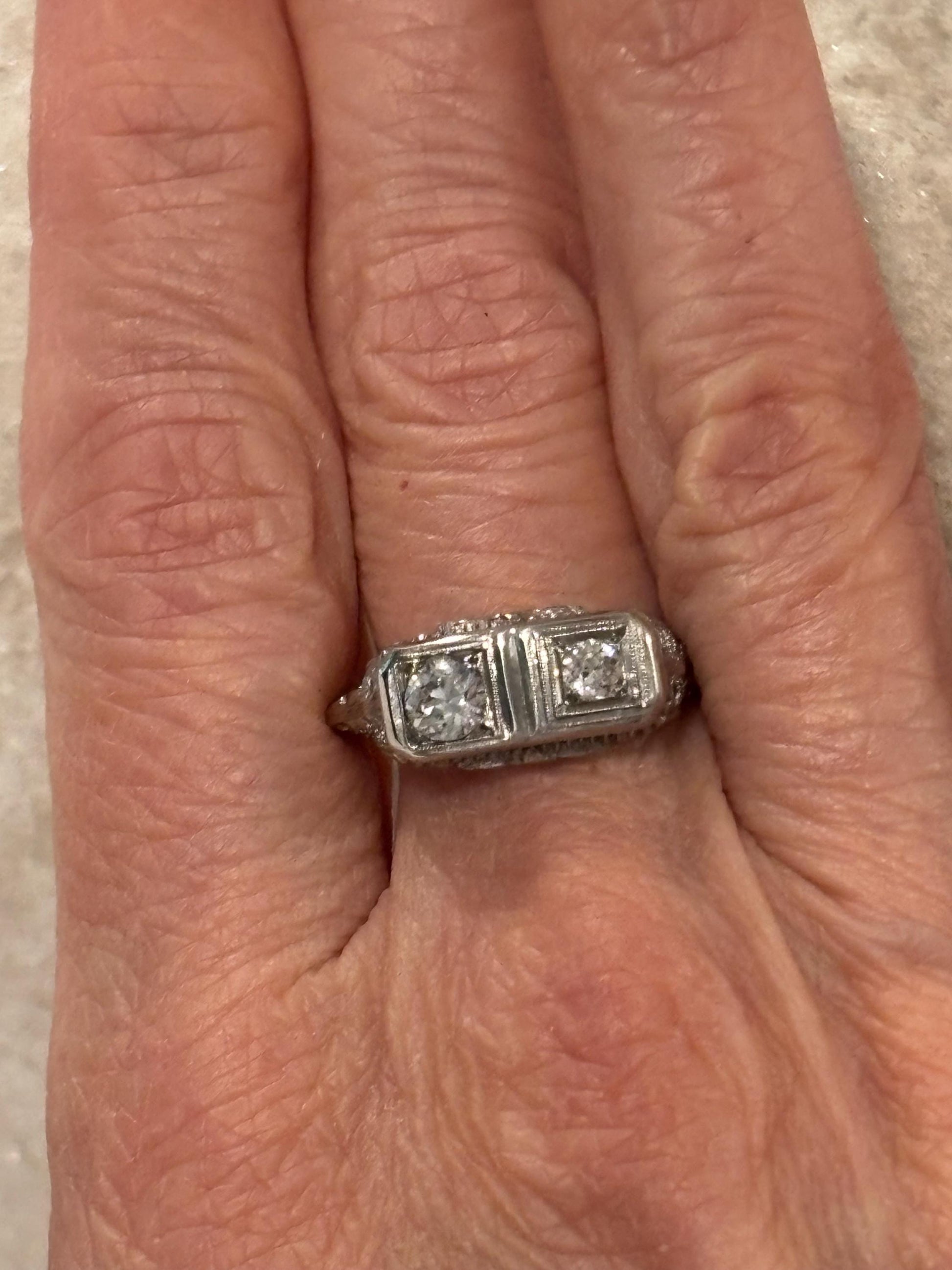 Vintage ‘20s Double Diamond  Ring 18k