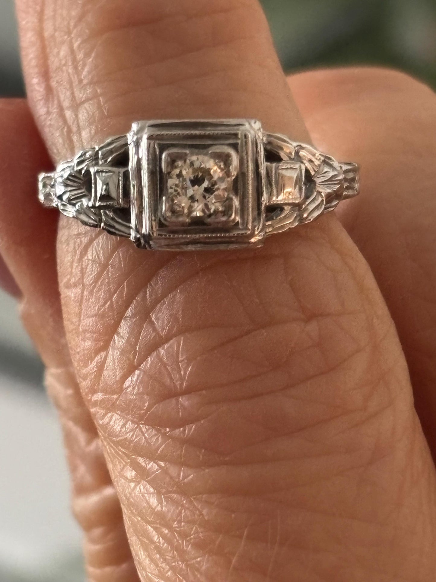 Vintage 30’s Diamond Wedding Ring 18k white gold