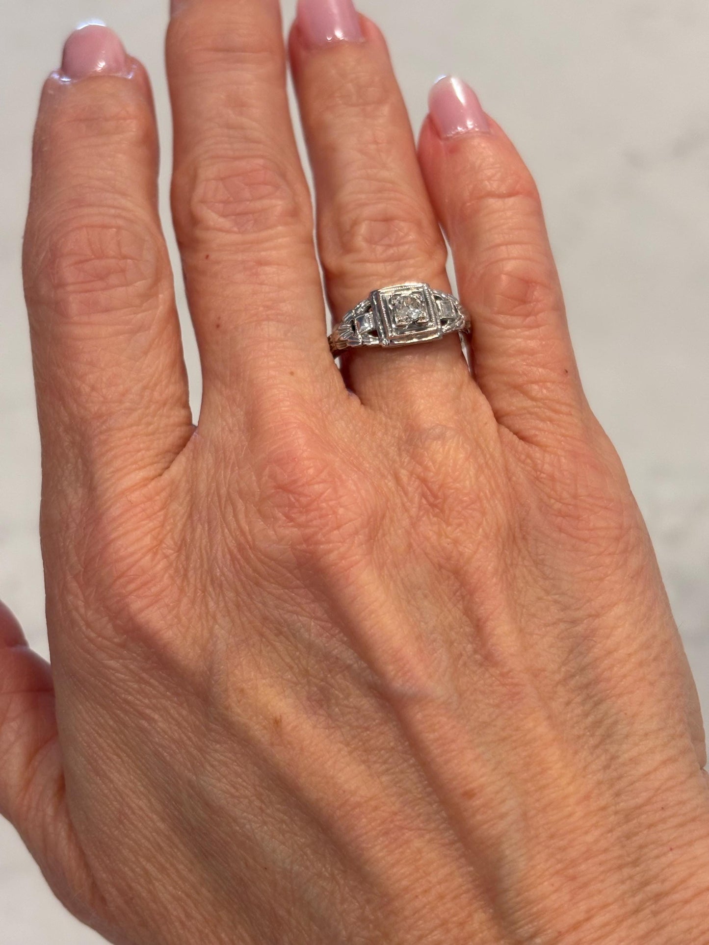 Vintage 30’s Diamond Wedding Ring 18k white gold