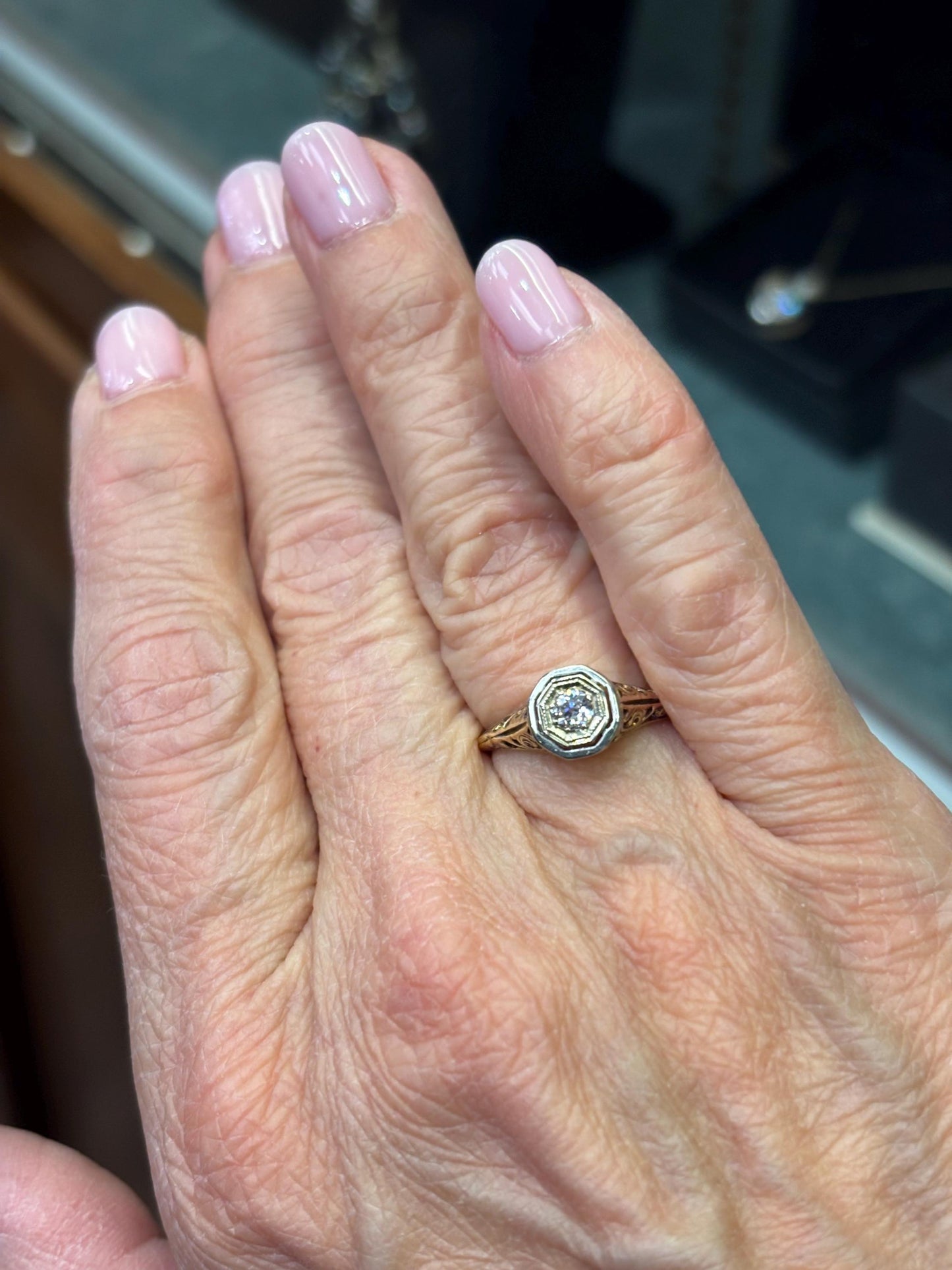 Vintage Art Deco Diamond Ring 14k