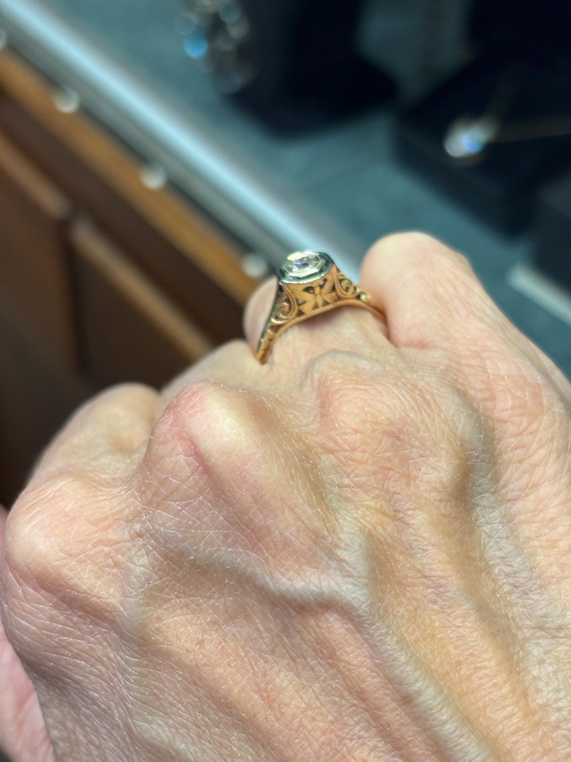 Vintage Art Deco Diamond Ring 14k