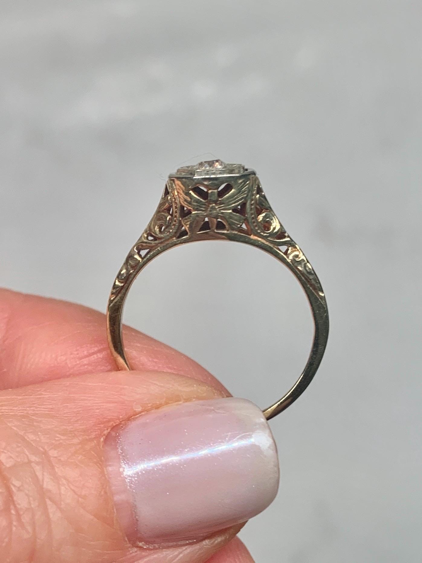 Vintage Art Deco Diamond Ring 14k