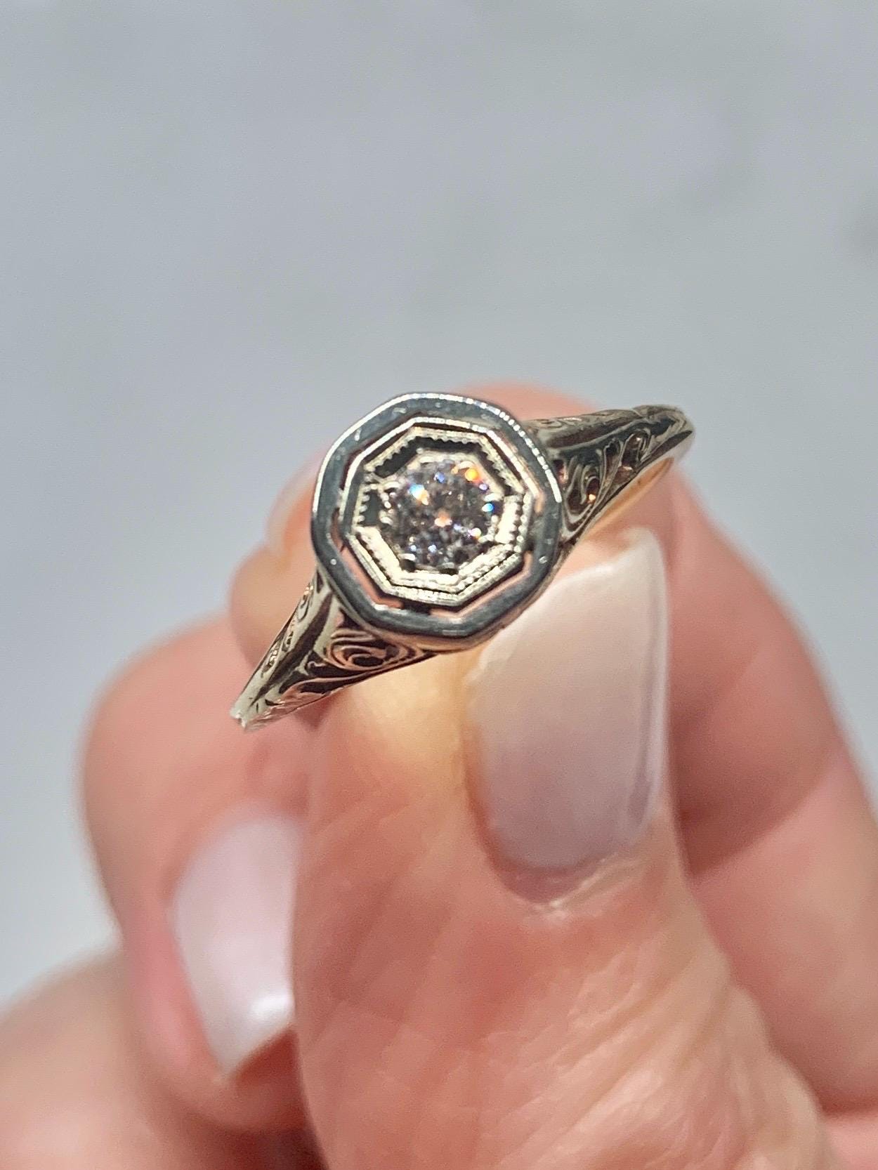 Vintage Art Deco Diamond Ring 14k