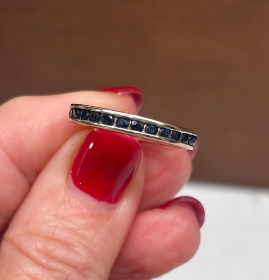 Vintage Channel Set  Sapphire Eternity Band 14k