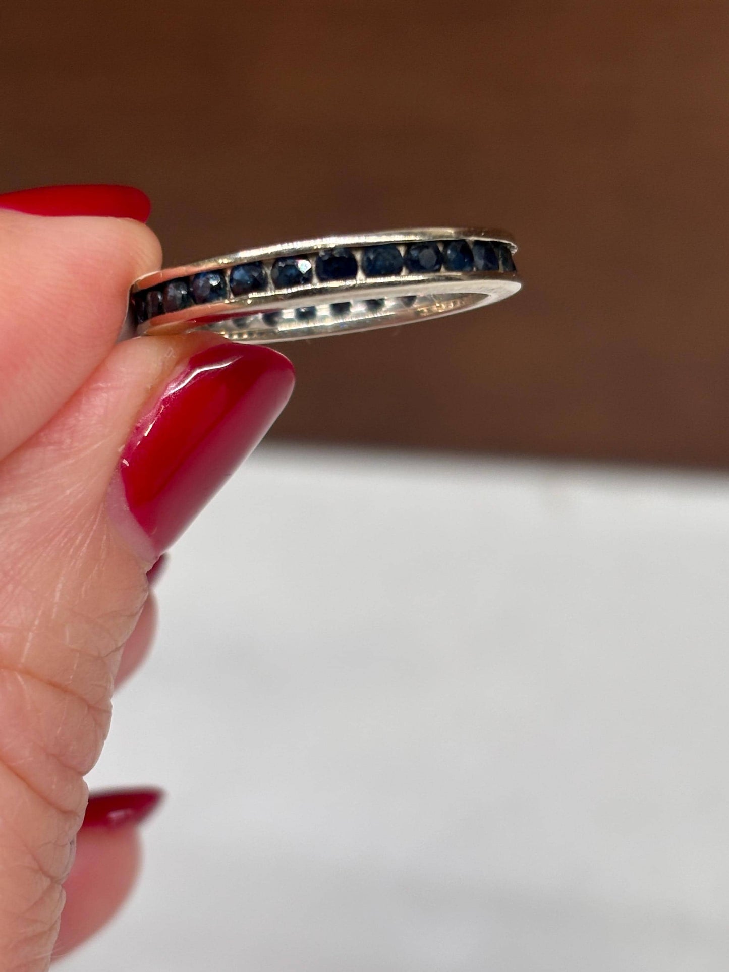 Vintage Channel Set  Sapphire Eternity Band 14k