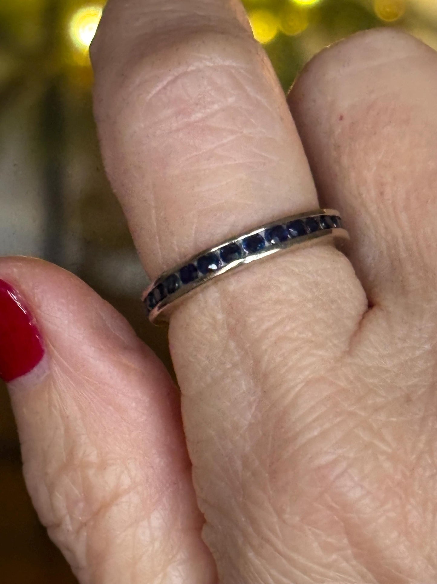 Vintage Channel Set  Sapphire Eternity Band 14k