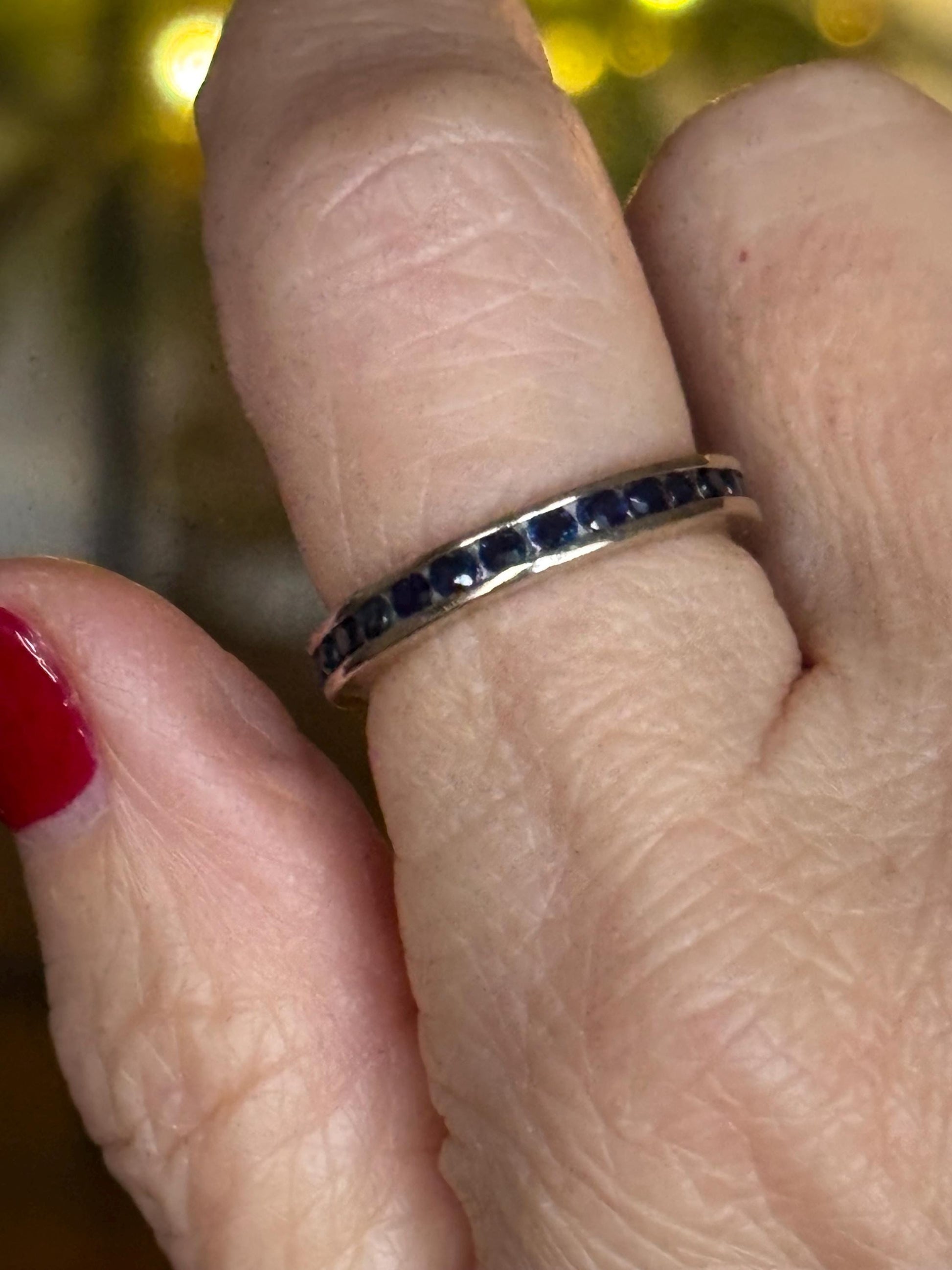 Vintage Channel Set  Sapphire Eternity Band 14k