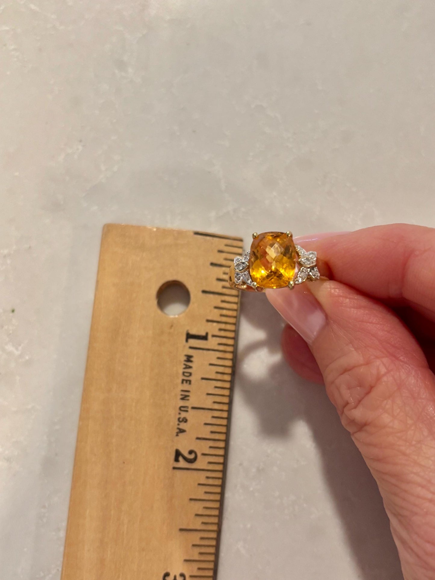 Vintage Citrine Diamond Accents Ring 10K