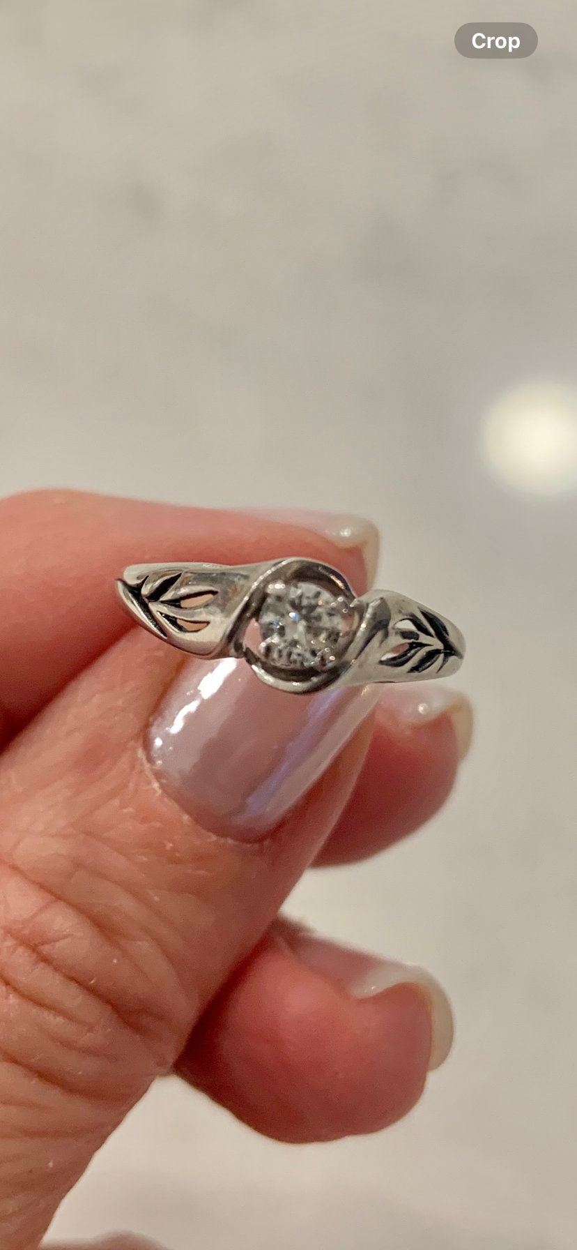 Vintage Dainty Diamond Ring Detailed Band 14K