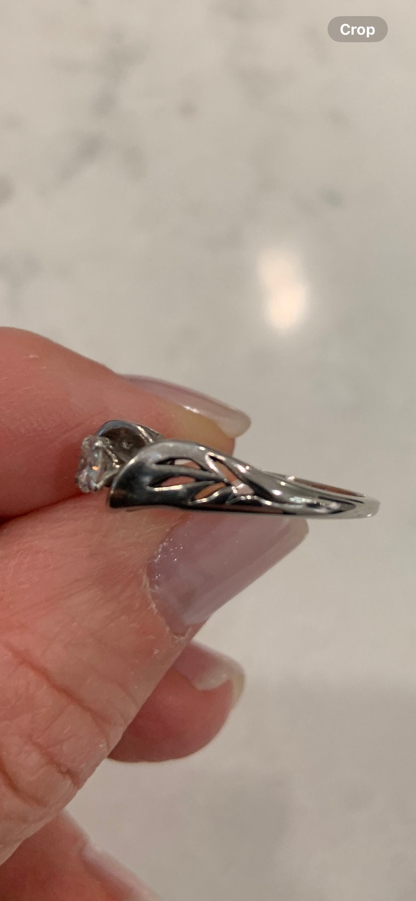 Vintage Dainty Diamond Ring Detailed Band 14K