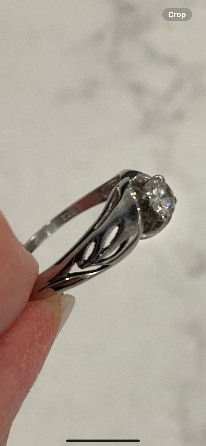Vintage Dainty Diamond Ring Detailed Band 14K