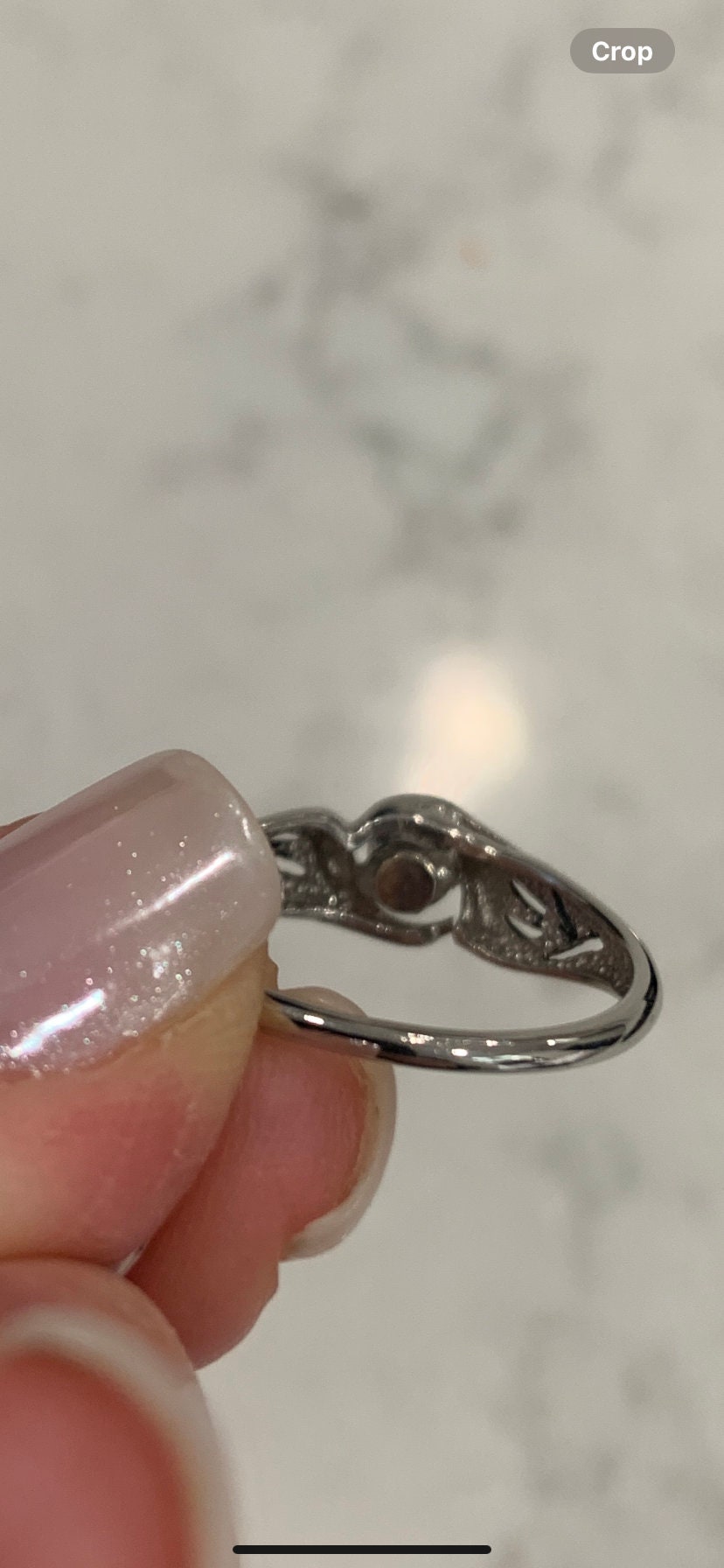 Vintage Dainty Diamond Ring Detailed Band 14K