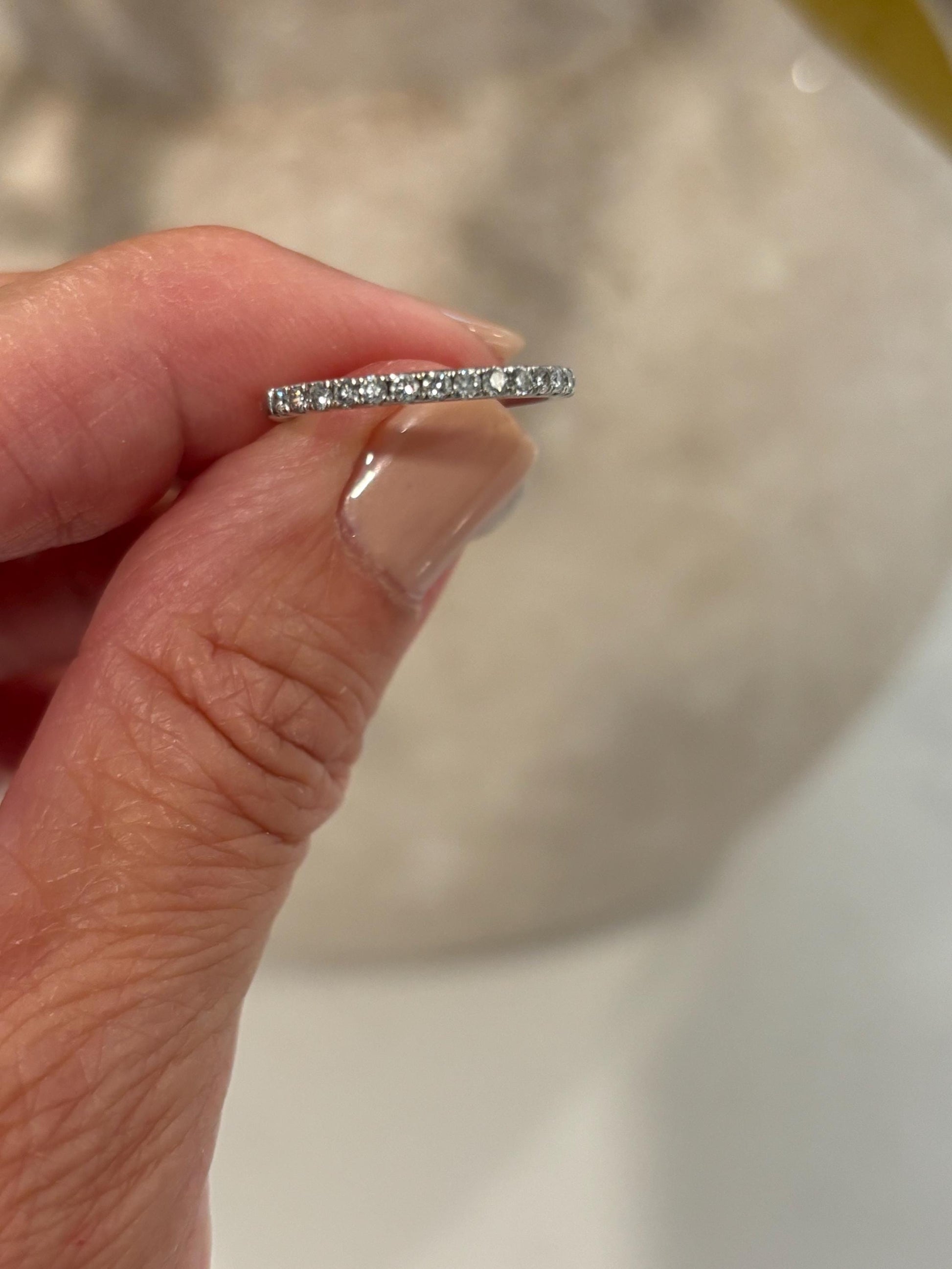 Vintage Dainty Diamond Stackable Band 14k