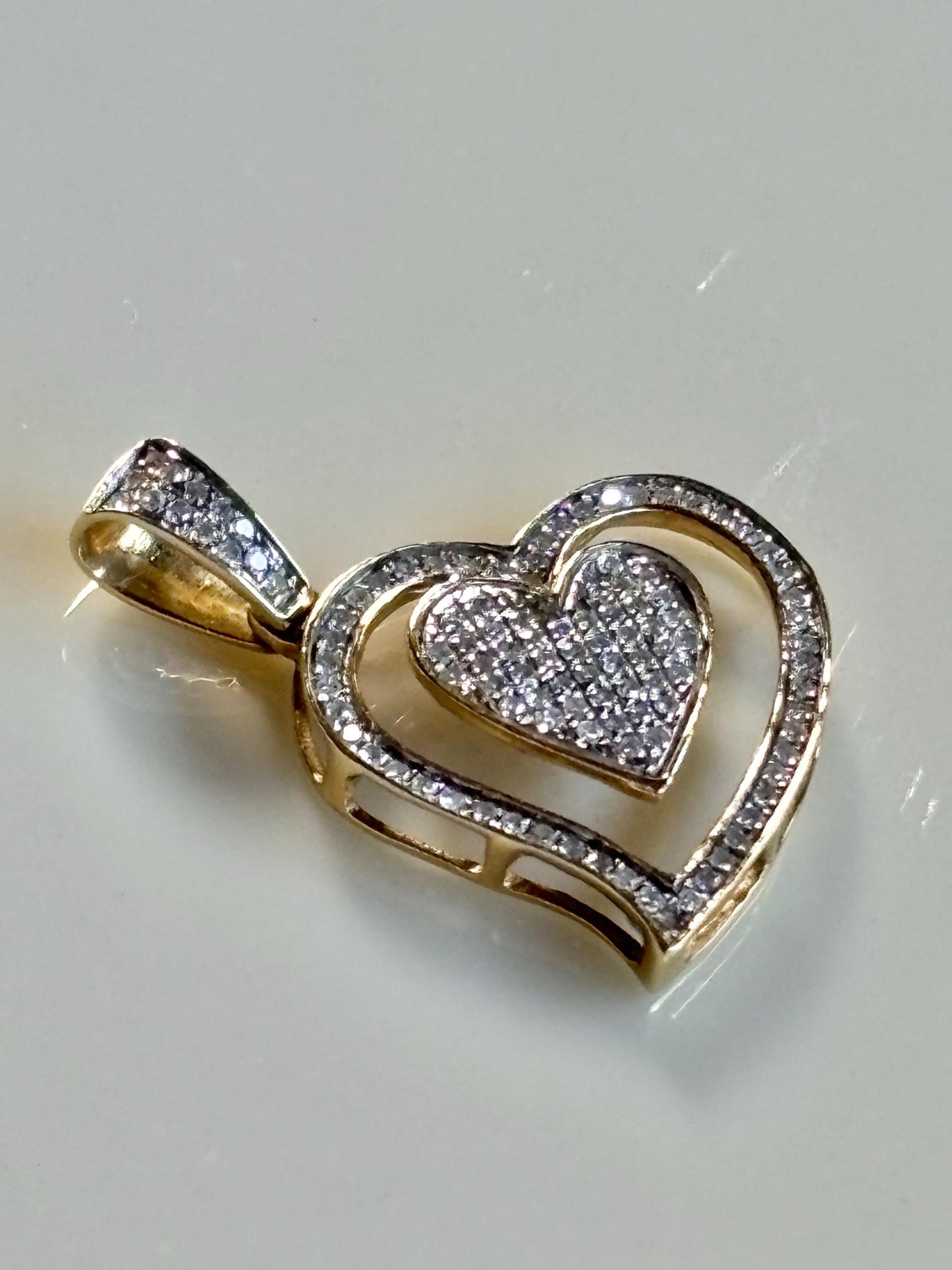 Vintage Diamond Heart Pendant 14k