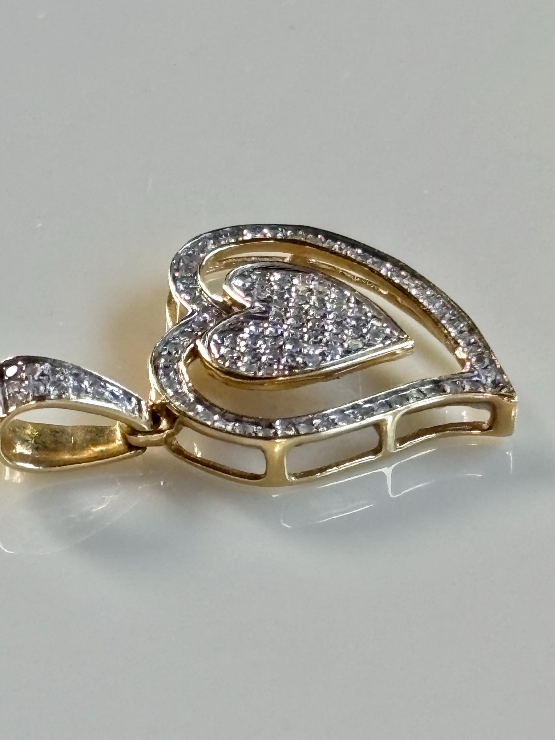Vintage Diamond Heart Pendant 14k