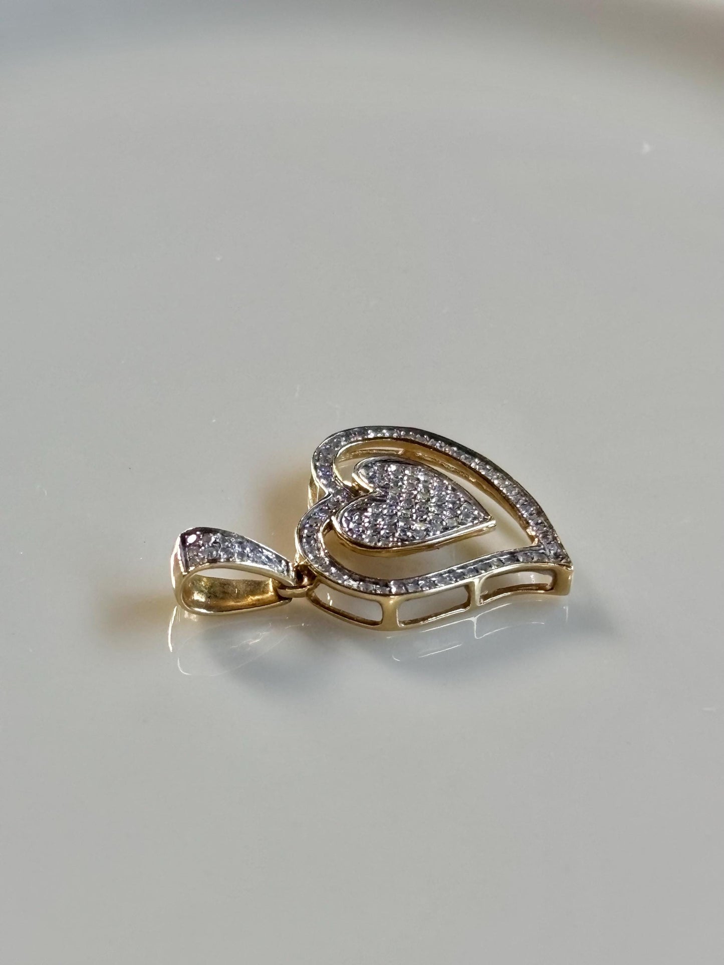 Vintage Diamond Heart Pendant 14k