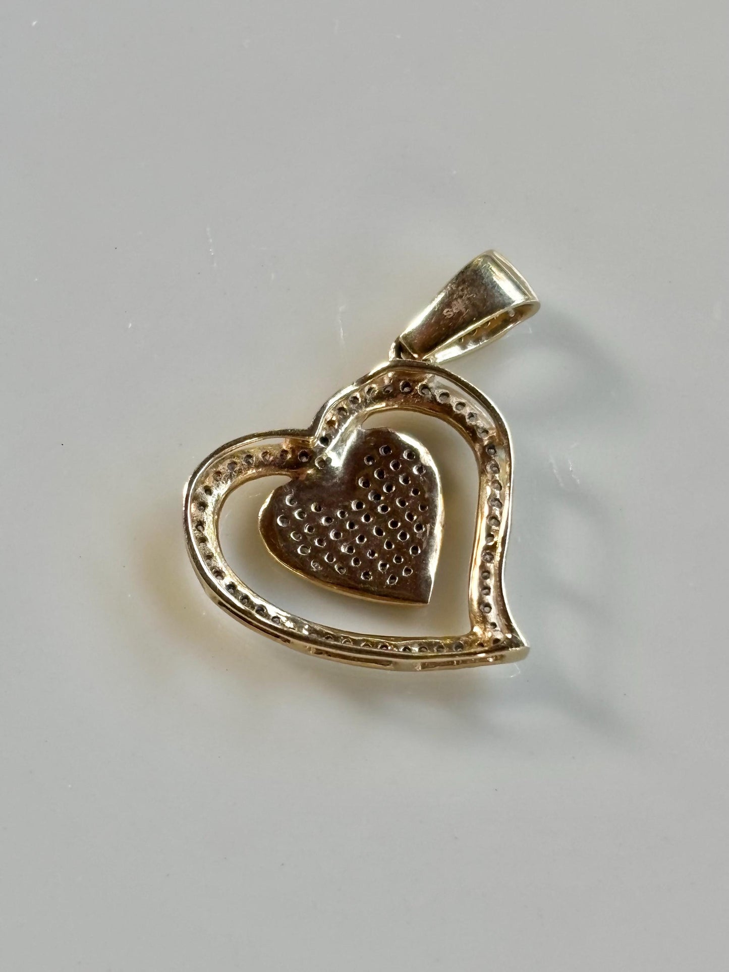 Vintage Diamond Heart Pendant 14k