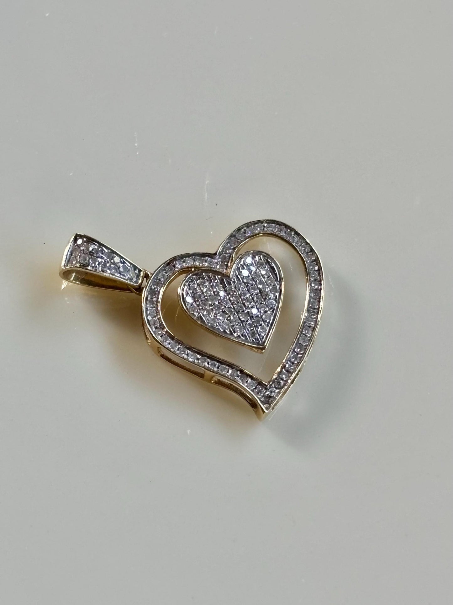 Vintage Diamond Heart Pendant 14k